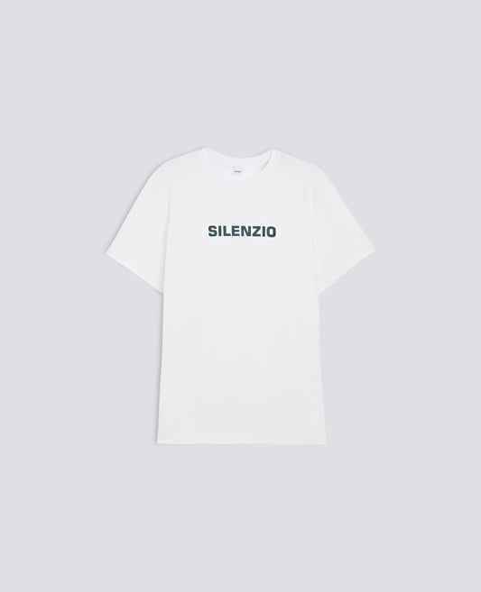 T-SHIRT EN JERSEY DE COTON AVEC IMPRIME < SILENZIO > - BIANCO - ASPESI