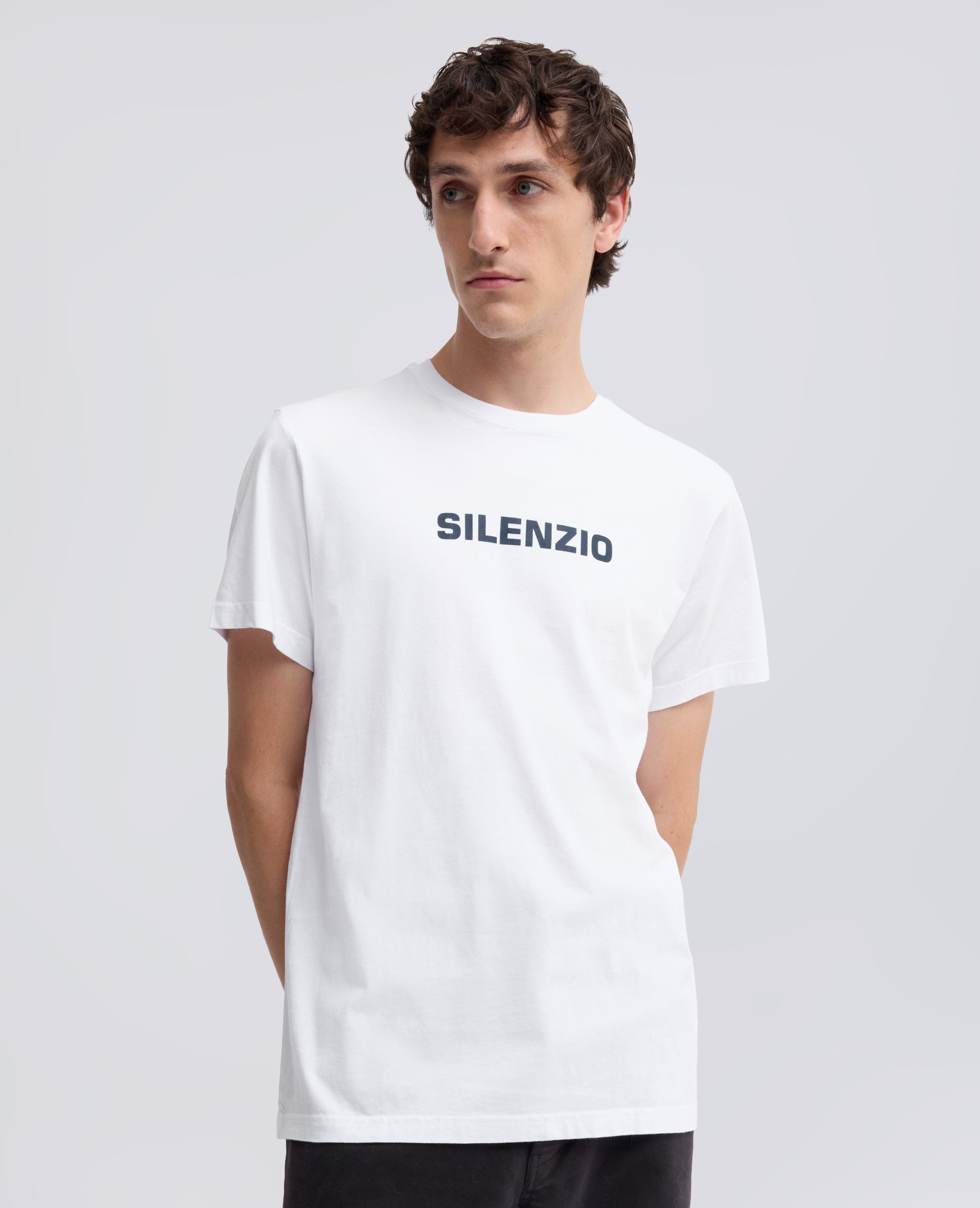 CAMISETA DE JERSEY DE ALGODON CON ESTAMPADO <SILENZIO> - BIANCO - ASPESI