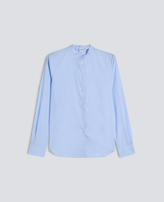 CAMICIA IN POPELINE DI COTONE CON COLLO ALLA COREANA - AZZURRO - ASPESI