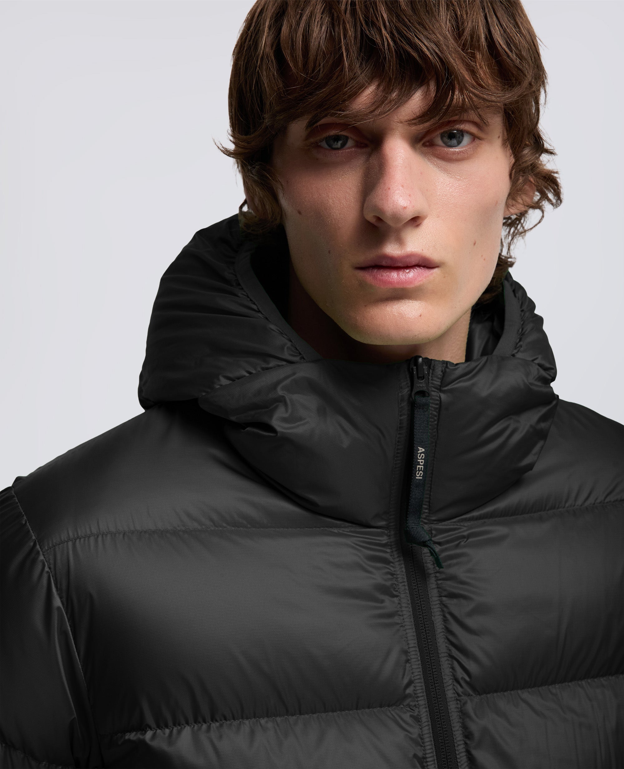 BUDD DOWN JACKET IN RIPSTOP - BLACK - ASPESI