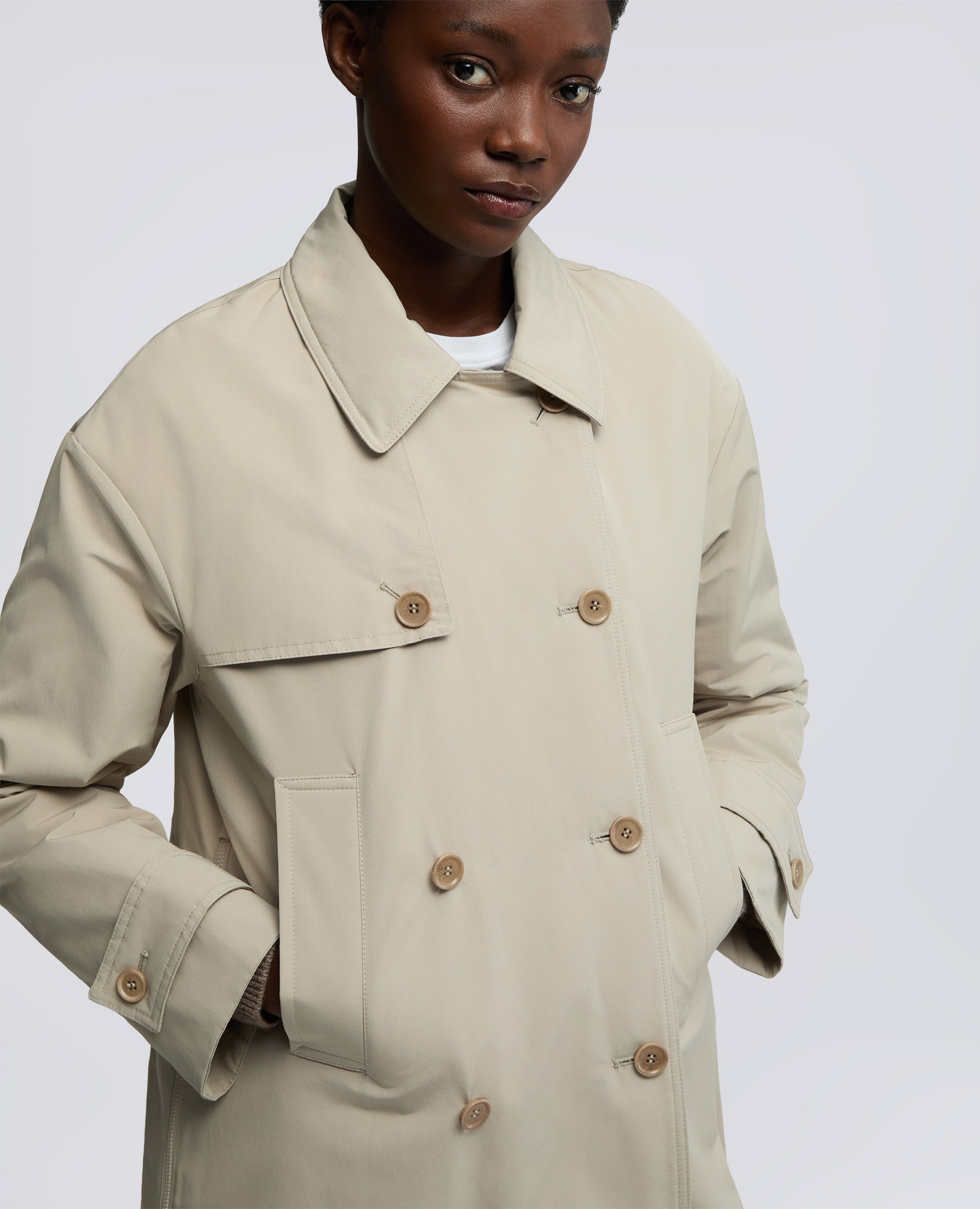 TRENCH CORTO SCARLETT IN MISTO COTONE - BEIGE - ASPESI