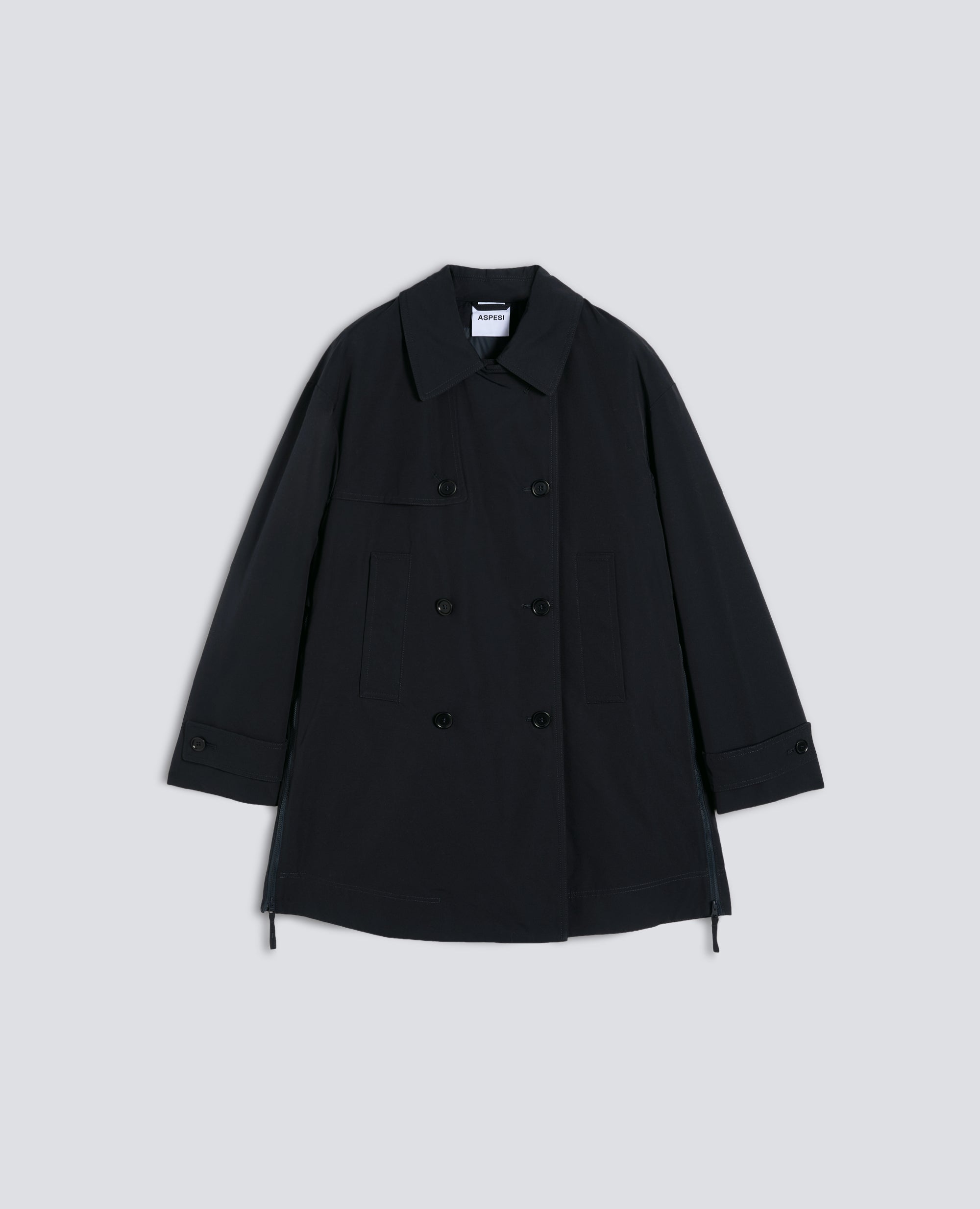 SCARLETT SHORT COTTON BLEND TRENCH COAT - BLUE - ASPESI