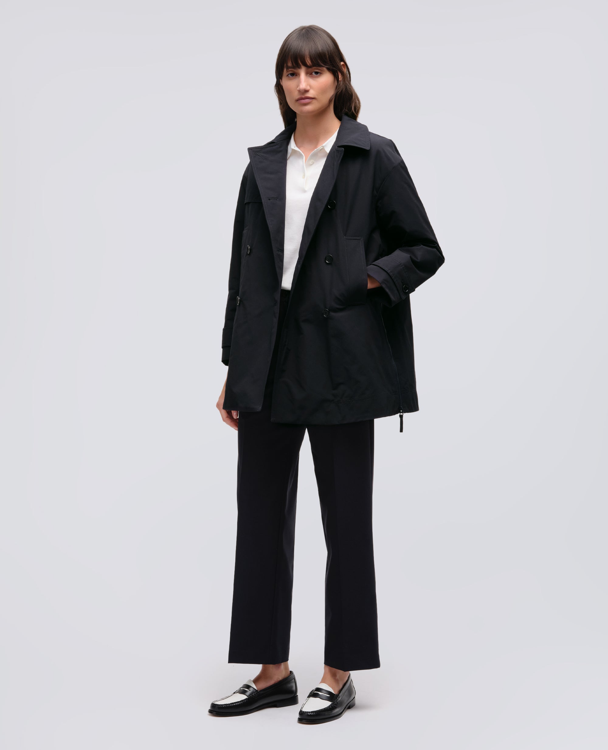 SCARLETT SHORT COTTON BLEND TRENCH COAT - BLUE - ASPESI
