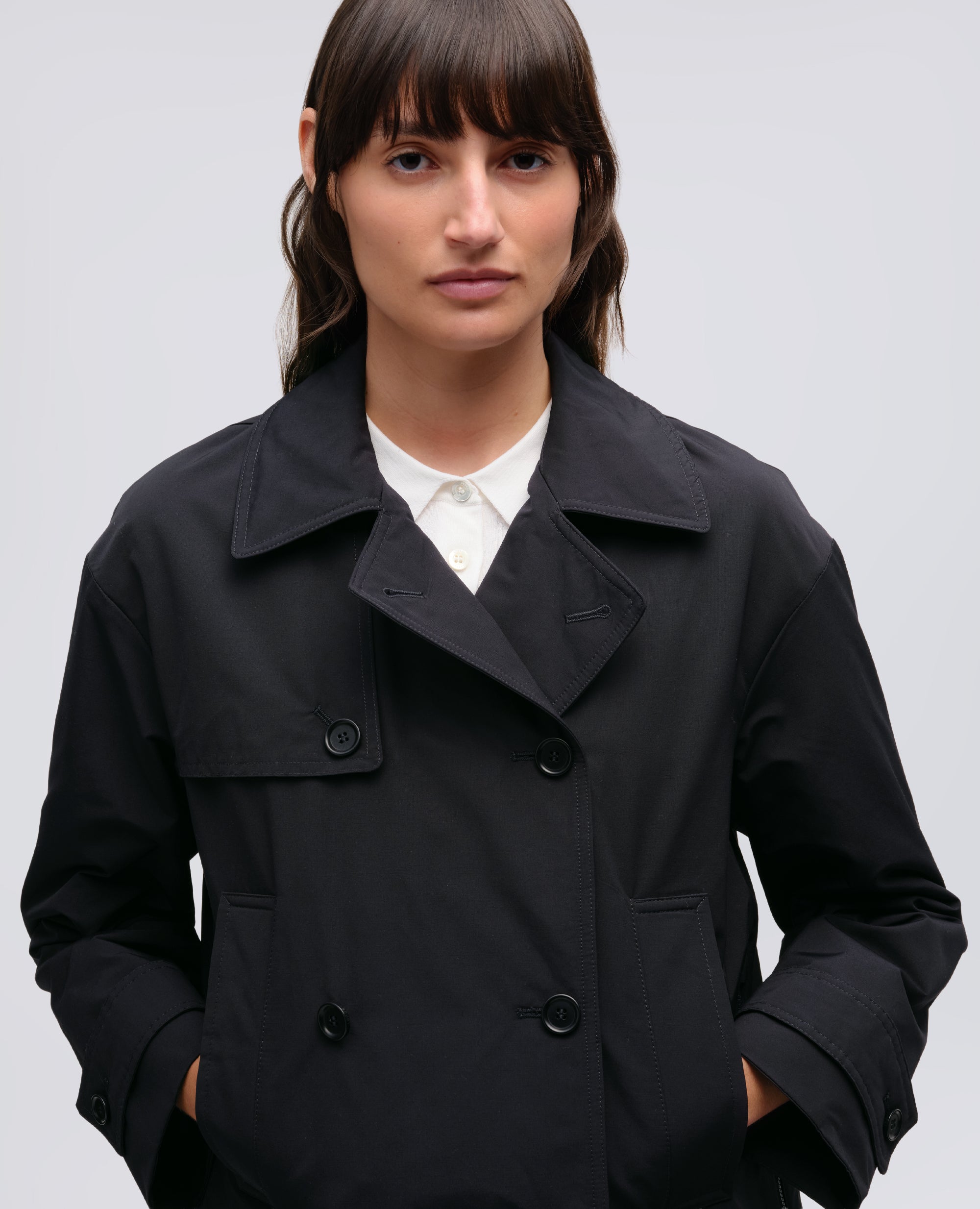 SCARLETT SHORT COTTON BLEND TRENCH COAT - BLUE - ASPESI