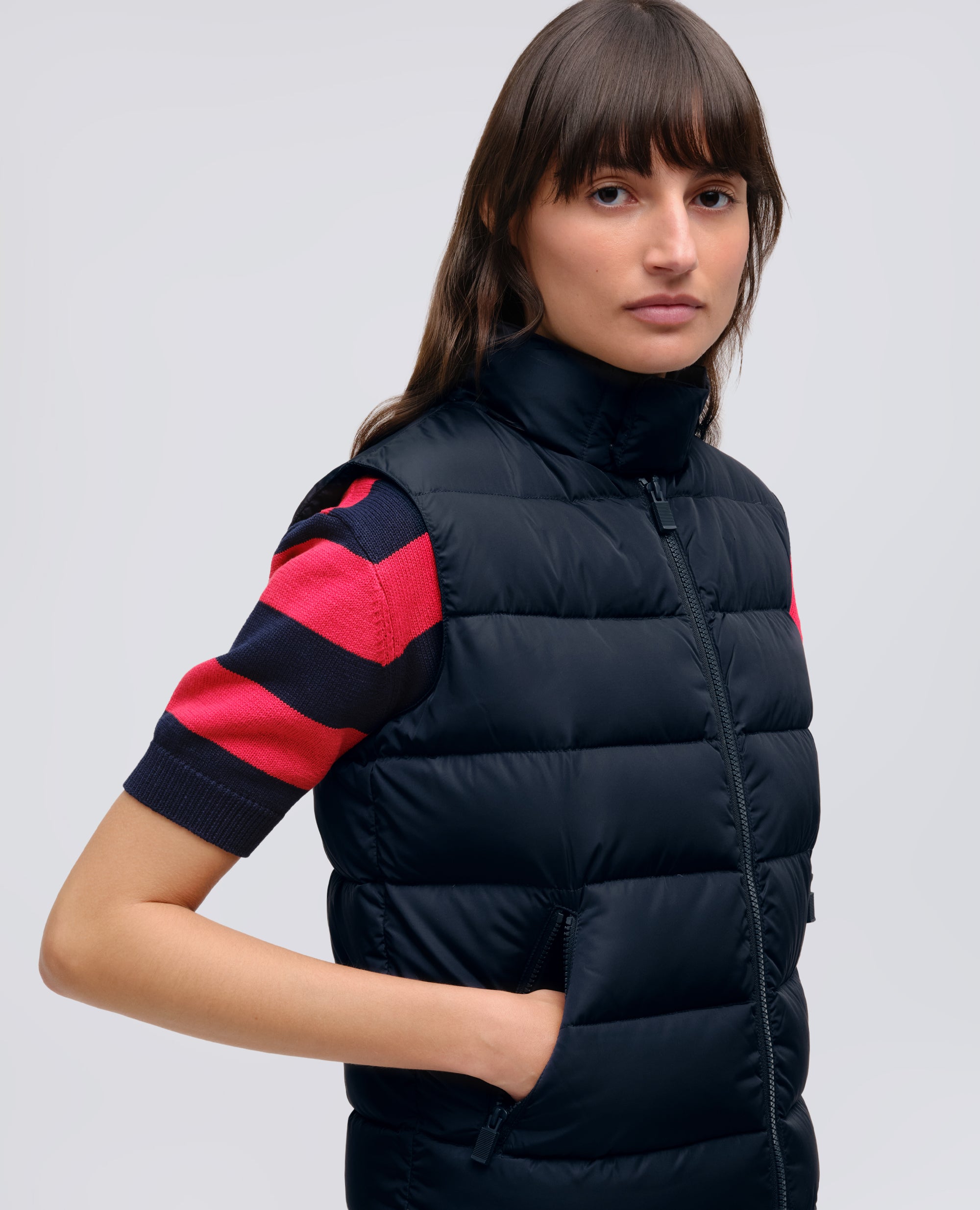 NEUE MINNIE-WESTE AUS RECYCELTEM NYLON - BLU - ASPESI