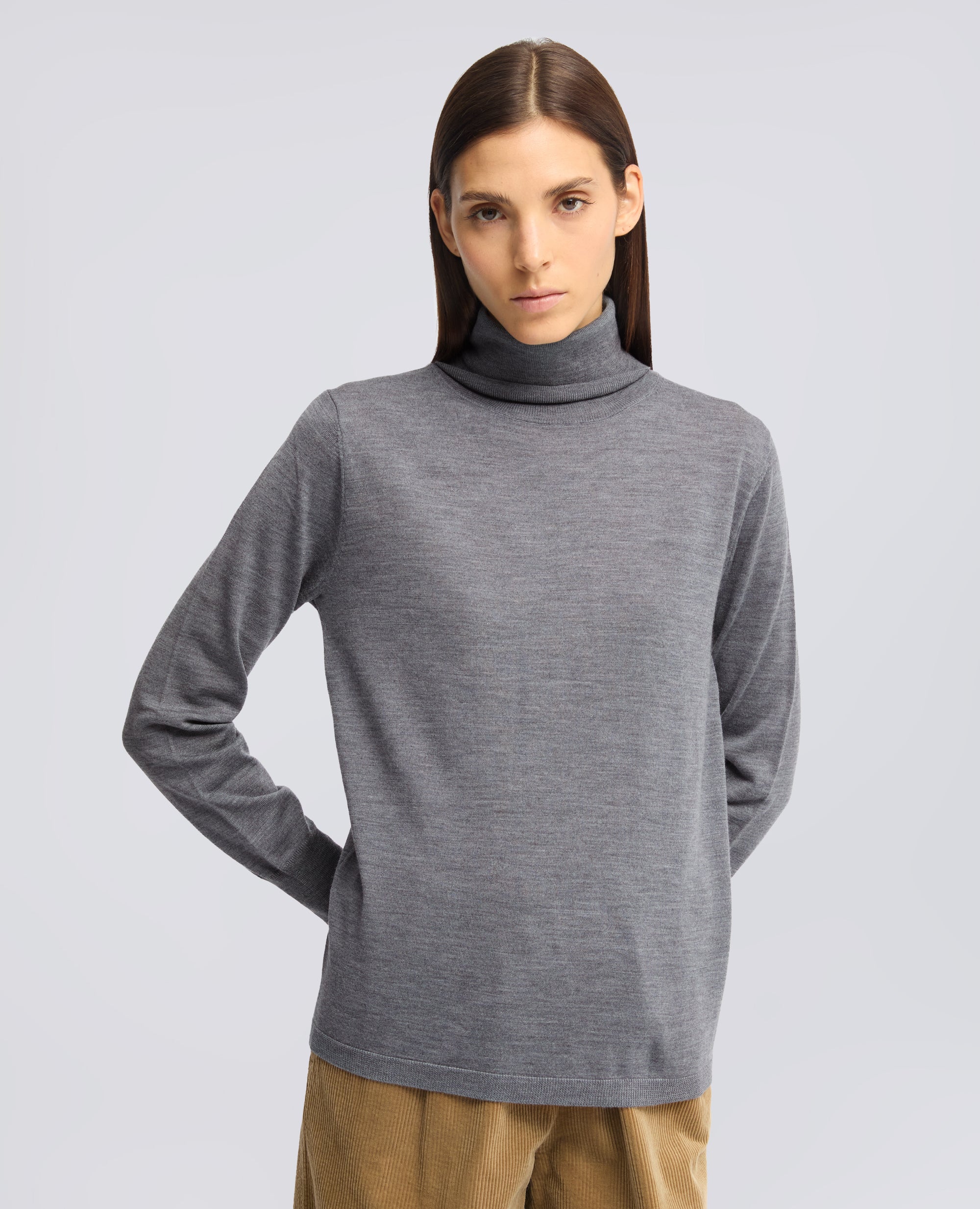 PULL ACOL ROULE EN LAINE - GRIGIO - ASPESI