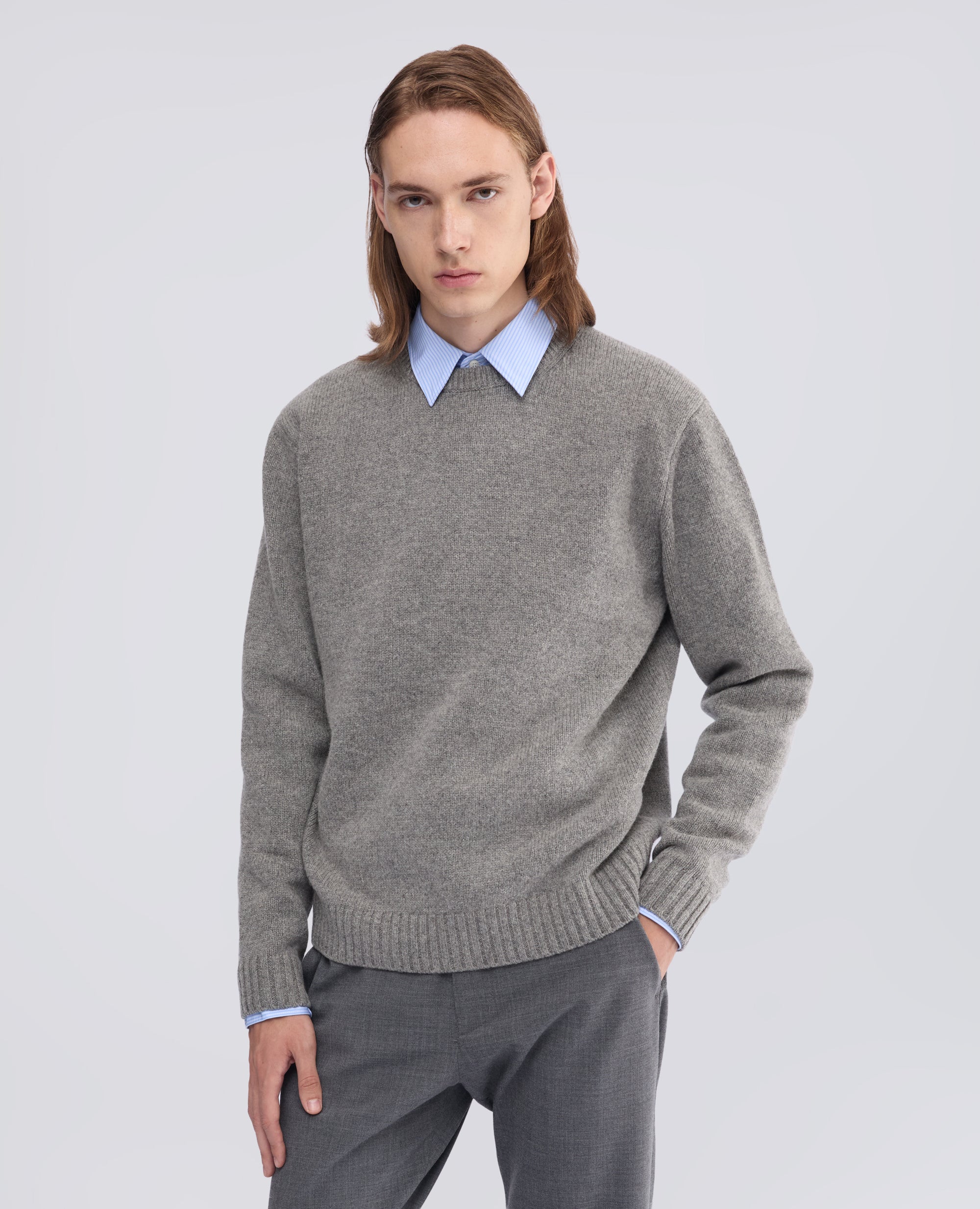 CREWNECK-PULLOVER AUS WOLLMISCHUNG - GRAU - ASPESI
