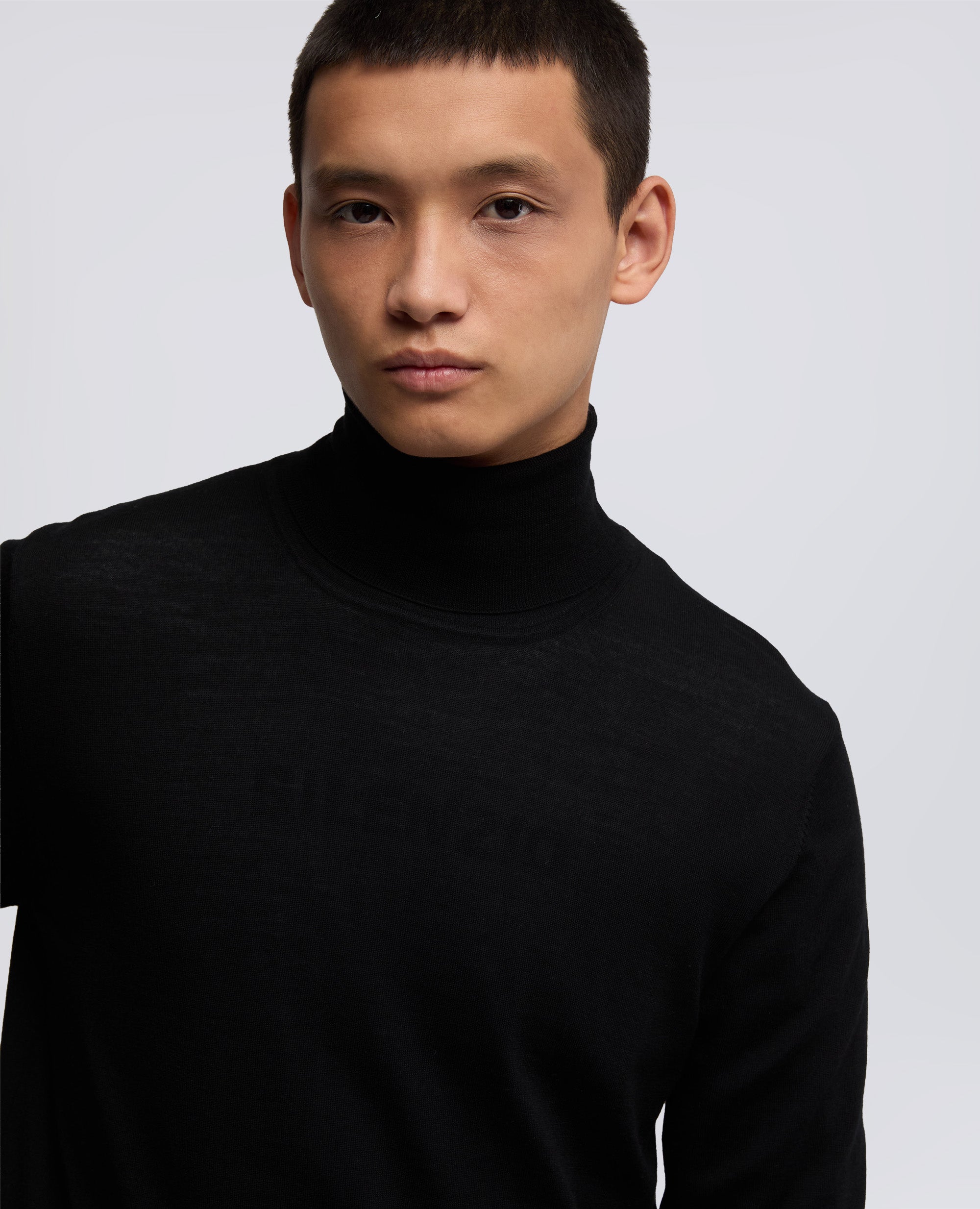 PULL ACOL ROULE EN LAINE MERINOS - NERO - ASPESI