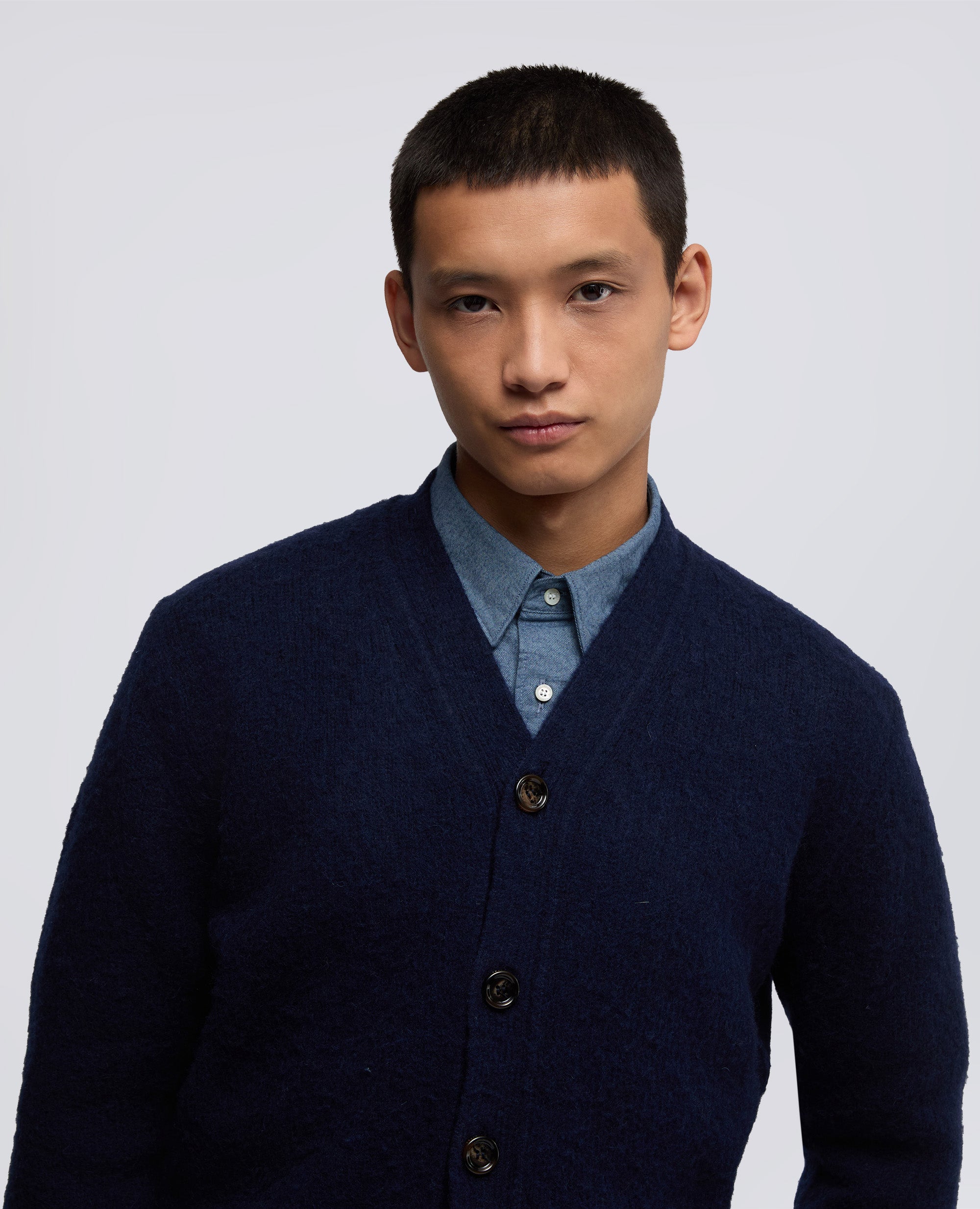 CARDIGAN IN LANA SHETLAND - BLU - ASPESI