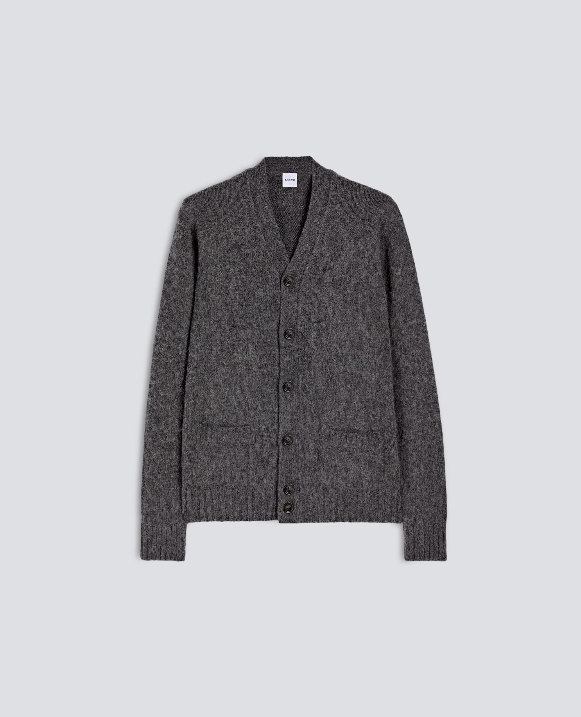 SHETLAND WOOL CARDIGAN - GREY - ASPESI