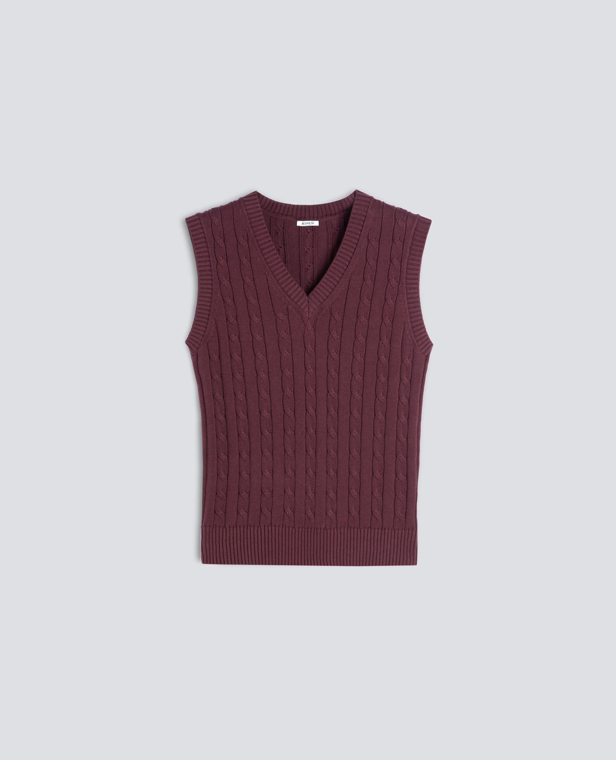 GILET CON SCOLLO A V IN FILATO DI PURO COTONE - - VIOLA - ASPESI