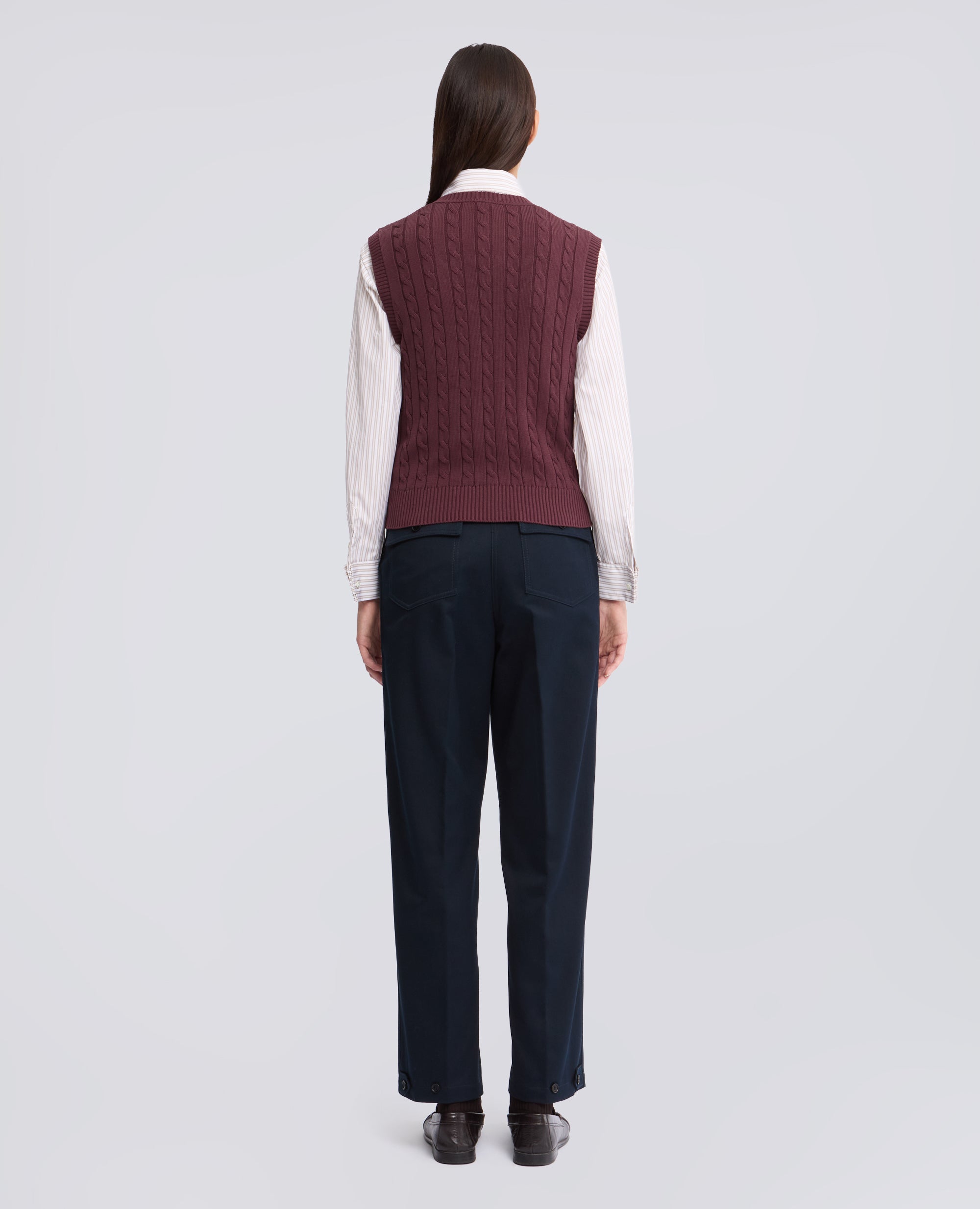 GILET CON SCOLLO A V IN FILATO DI PURO COTONE - - VIOLA - ASPESI