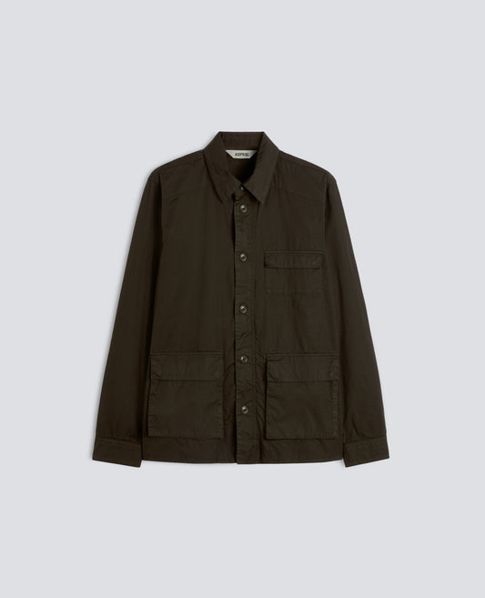 SURCHEMISE EN GABARDINE DE COTON TEINT EN PIECE - VERT - ASPESI