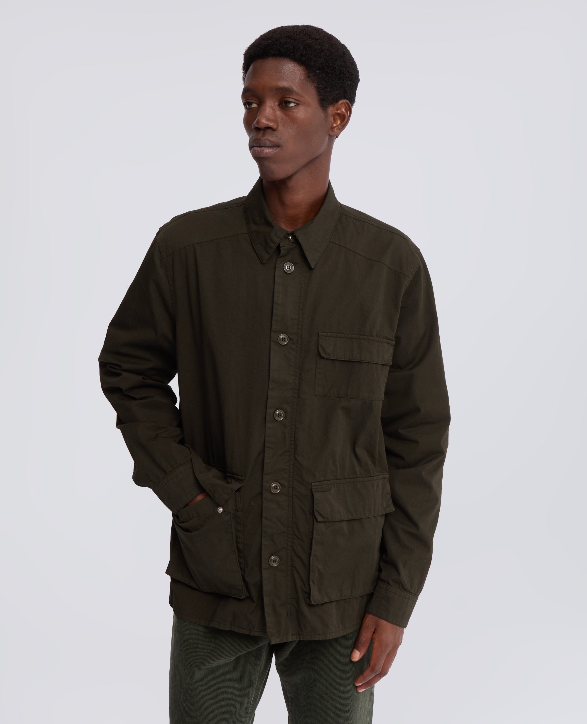 OVERSHIRT AUS STUCKGEFARBTER BAUMWOLL-GABARDINE - GRUN - ASPESI