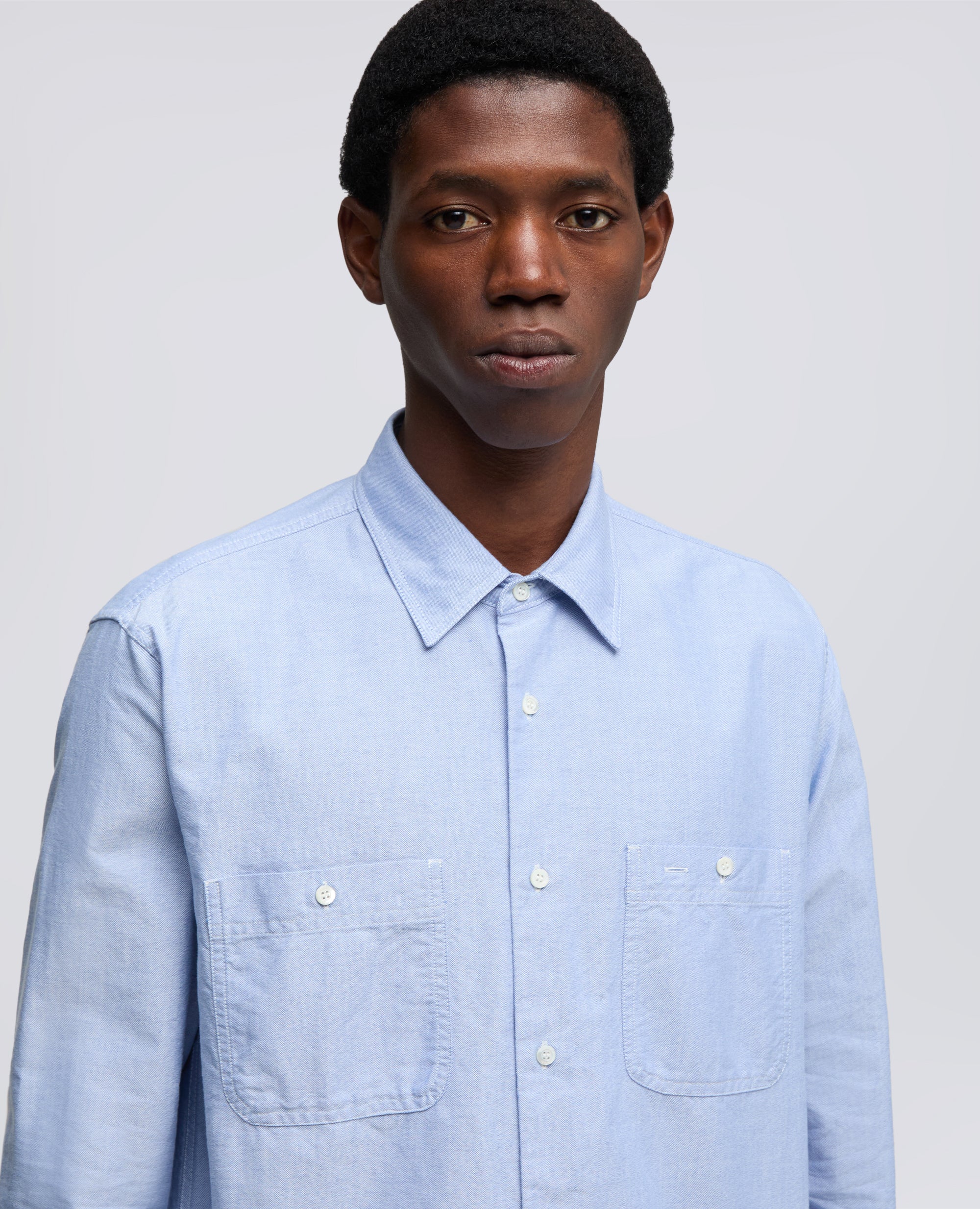 CAMISA DE TRABAJO DE ALGODON JAPONES CHAMBRAY - AZZURRO - ASPESI