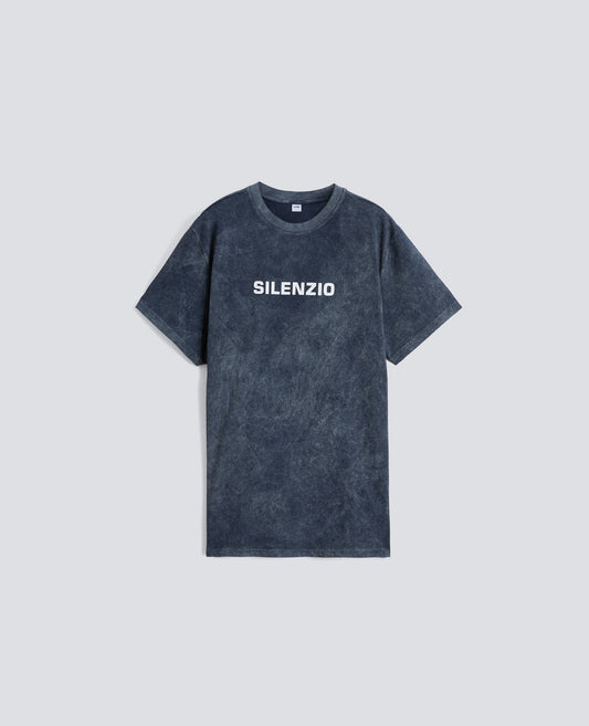 T-SHIRT -SILENZIO- IN JERSEY DI COTONE SHADY EFFECT - BLU - ASPESI