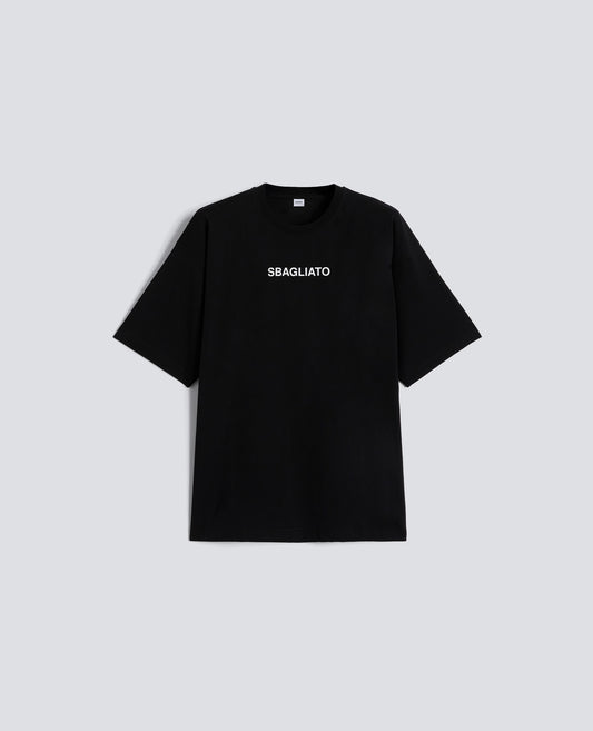 T-SHIRT IN JERSEY DI COTONE CON STAMPA -SBAGLIATO- - NERO - ASPESI