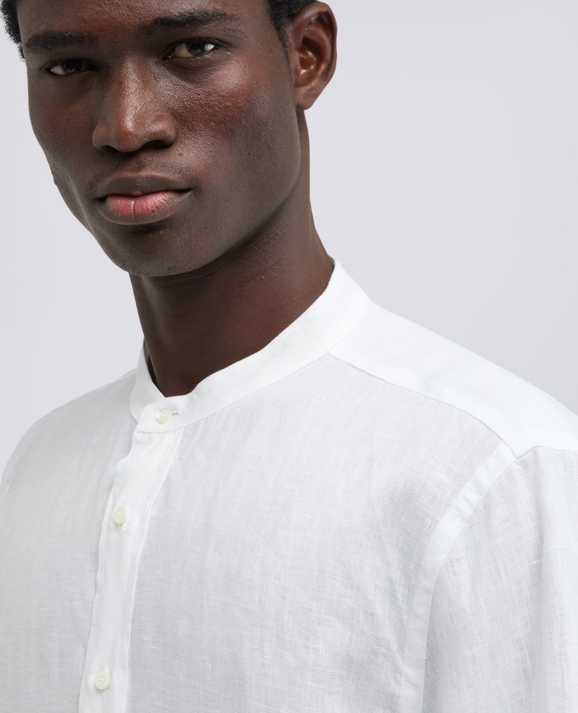 MANDARIN SHIRT IN LIGHT LINEN - BIANCO - ASPESI