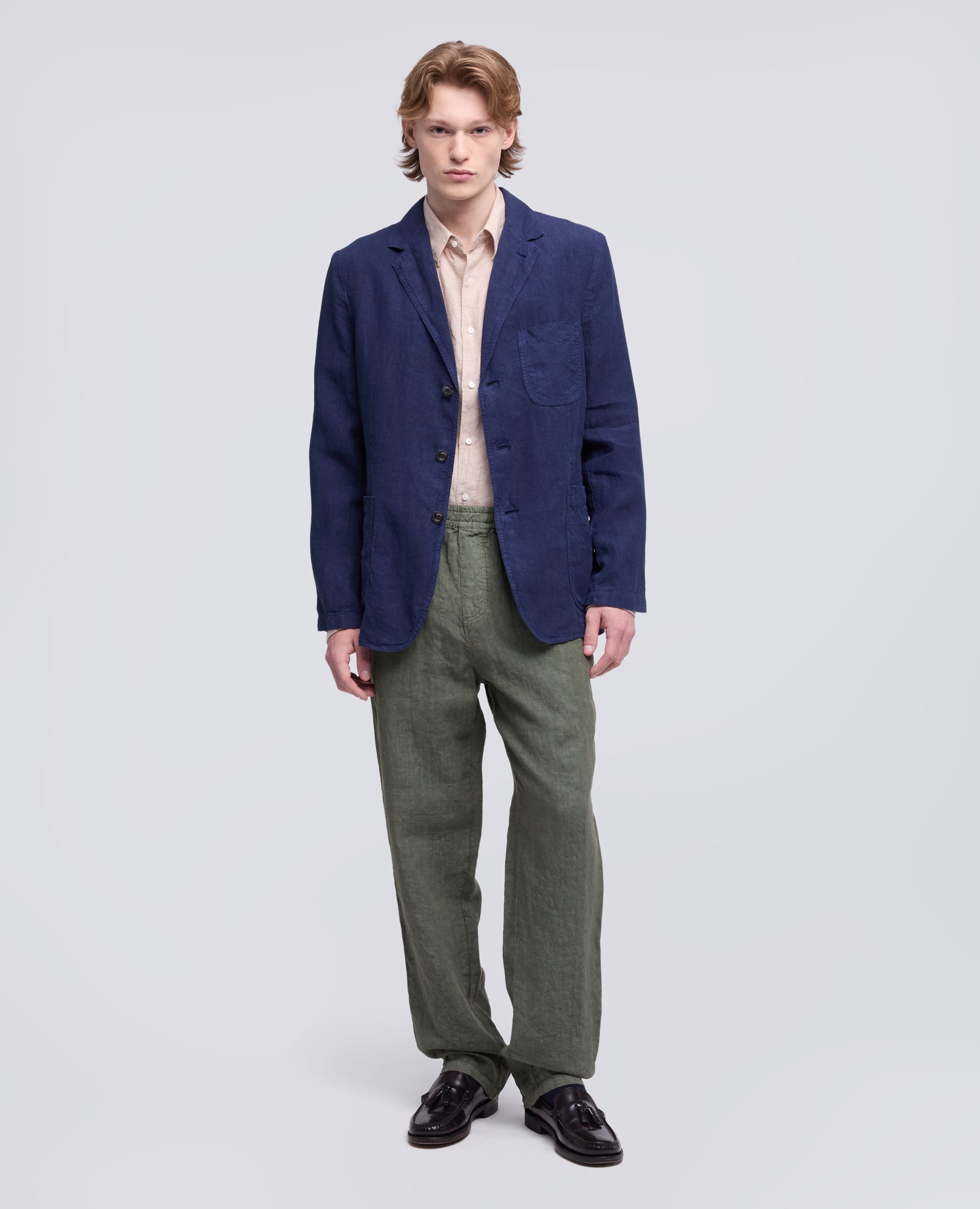 UNGEFUTTERTER LEINENBLAZER - BLAU - ASPESI