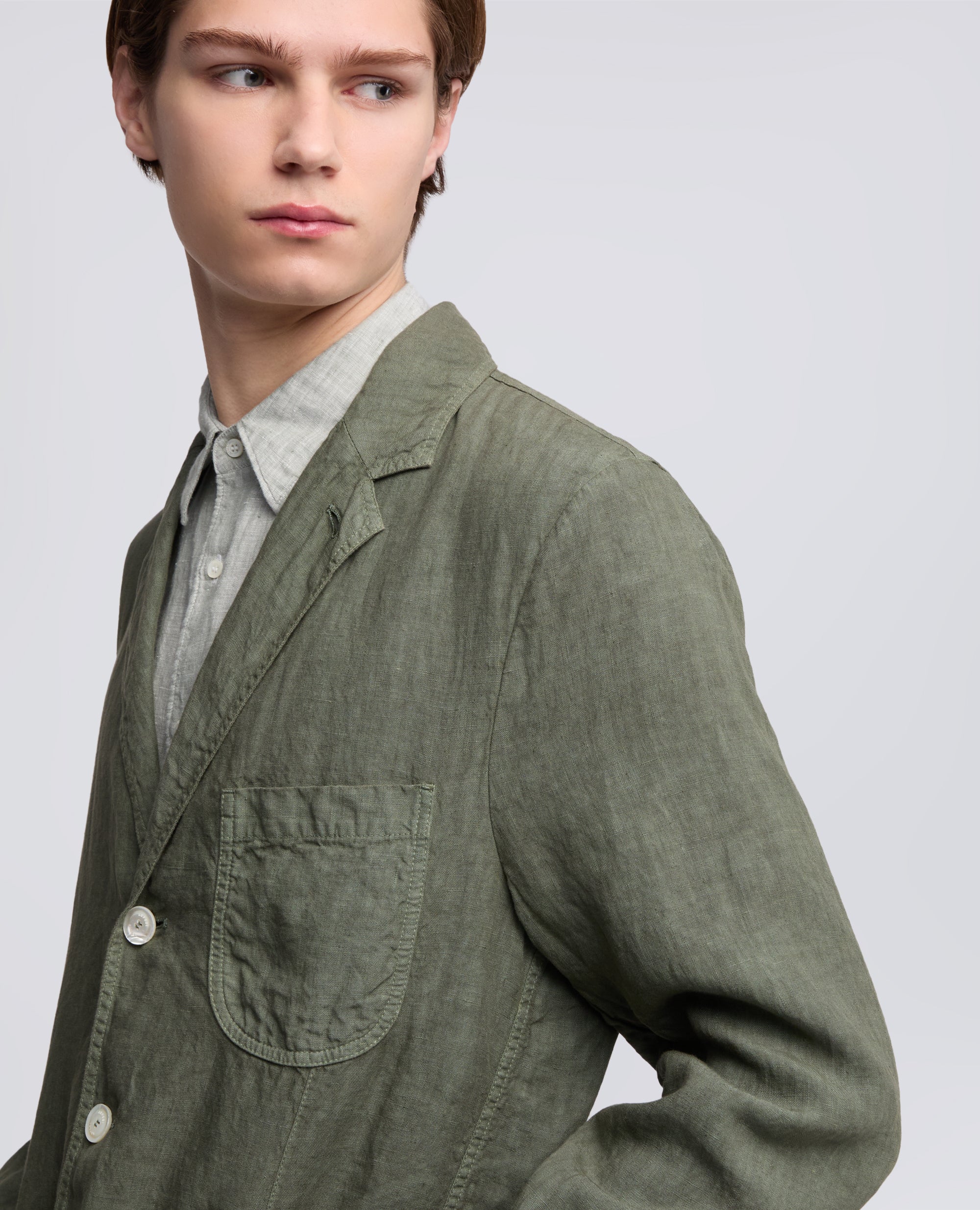 BLAZER SFODERATO IN LINO - VERDE - ASPESI
