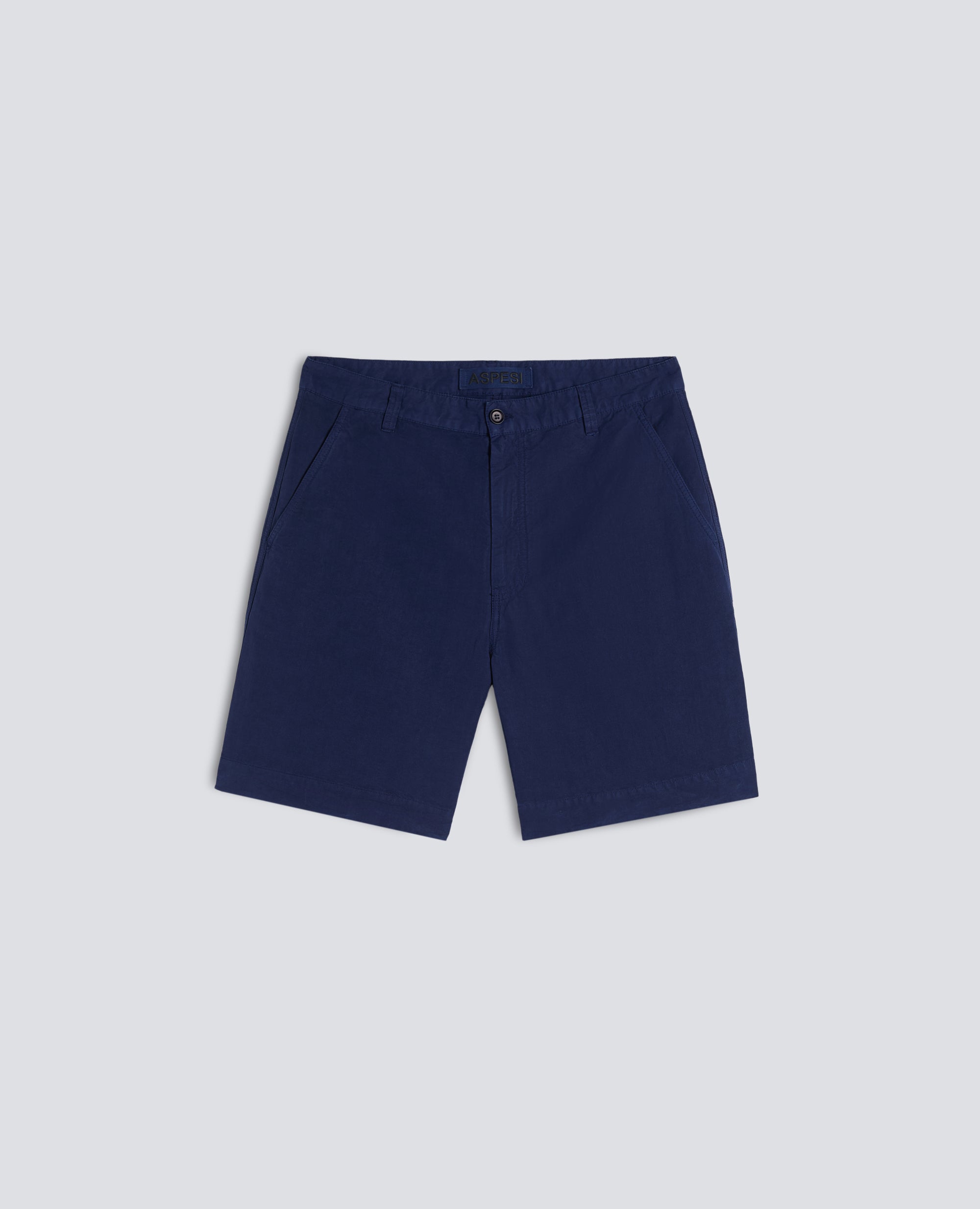 PANTALONES CORTOS BERMUDAS DE ALGODON Y LINO - BLU - ASPESI
