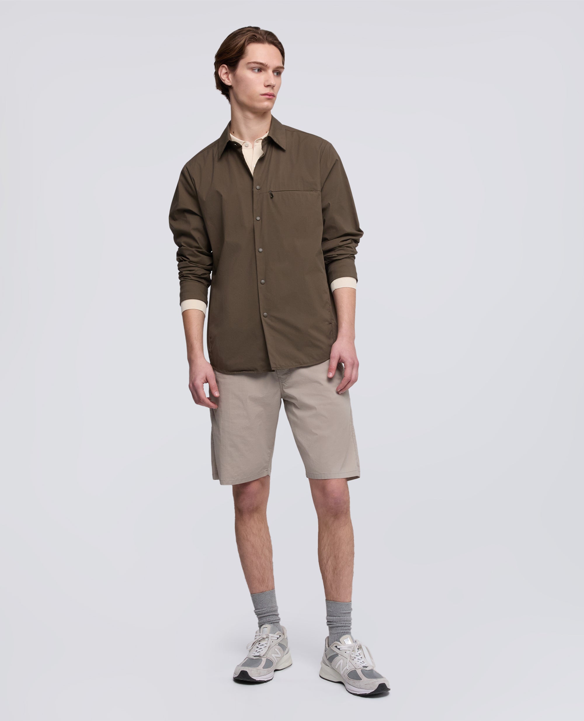 PANTALONES CORTOS BERMUDAS CHINO EN GABARDINA DE ALGODON Y LINO - BEIGE - ASPESI