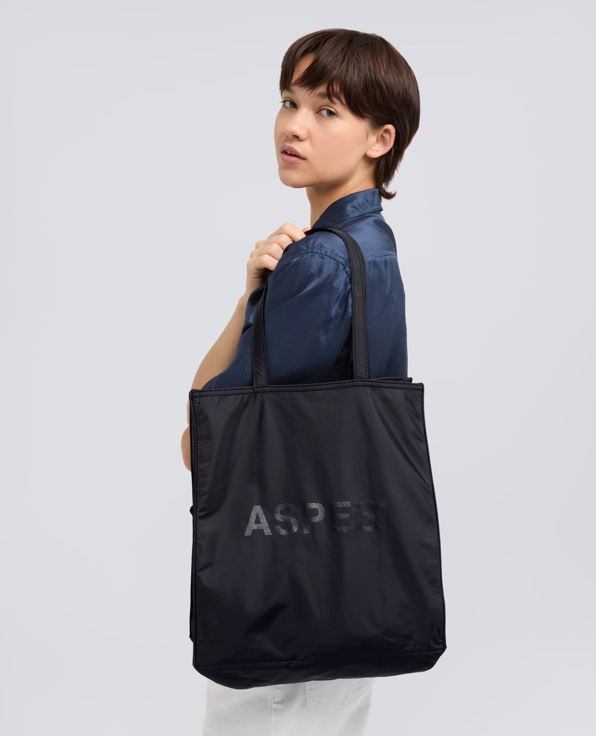 BORSA SHOPPING IN NYLON - NERO - ASPESI