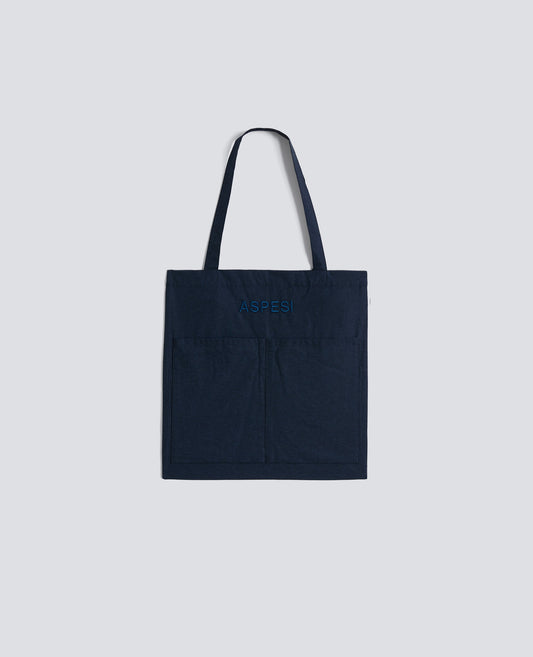 BORSA SHOPPING IN COTONE EFFETTO CHAMBRAY - BLU - ASPESI
