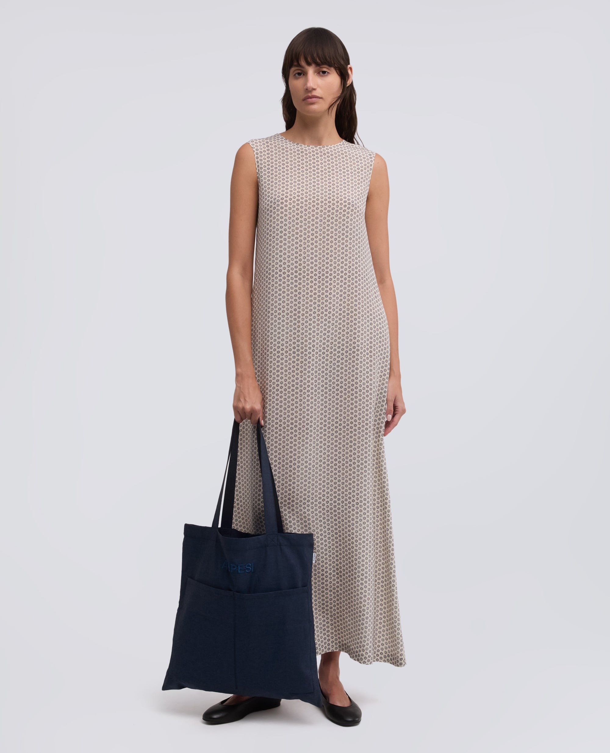 BORSA SHOPPING IN COTONE EFFETTO CHAMBRAY - BLU - ASPESI