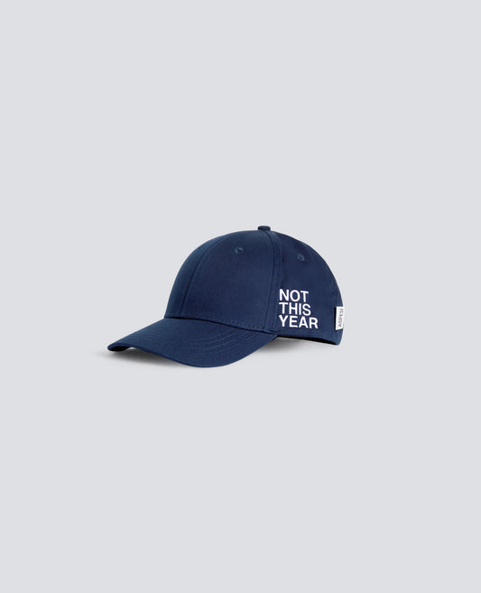 CAPPELLO IN GABARDINE DI COTONE CON LETTERING -NOT THIS YEAR- - BLU - ASPESI
