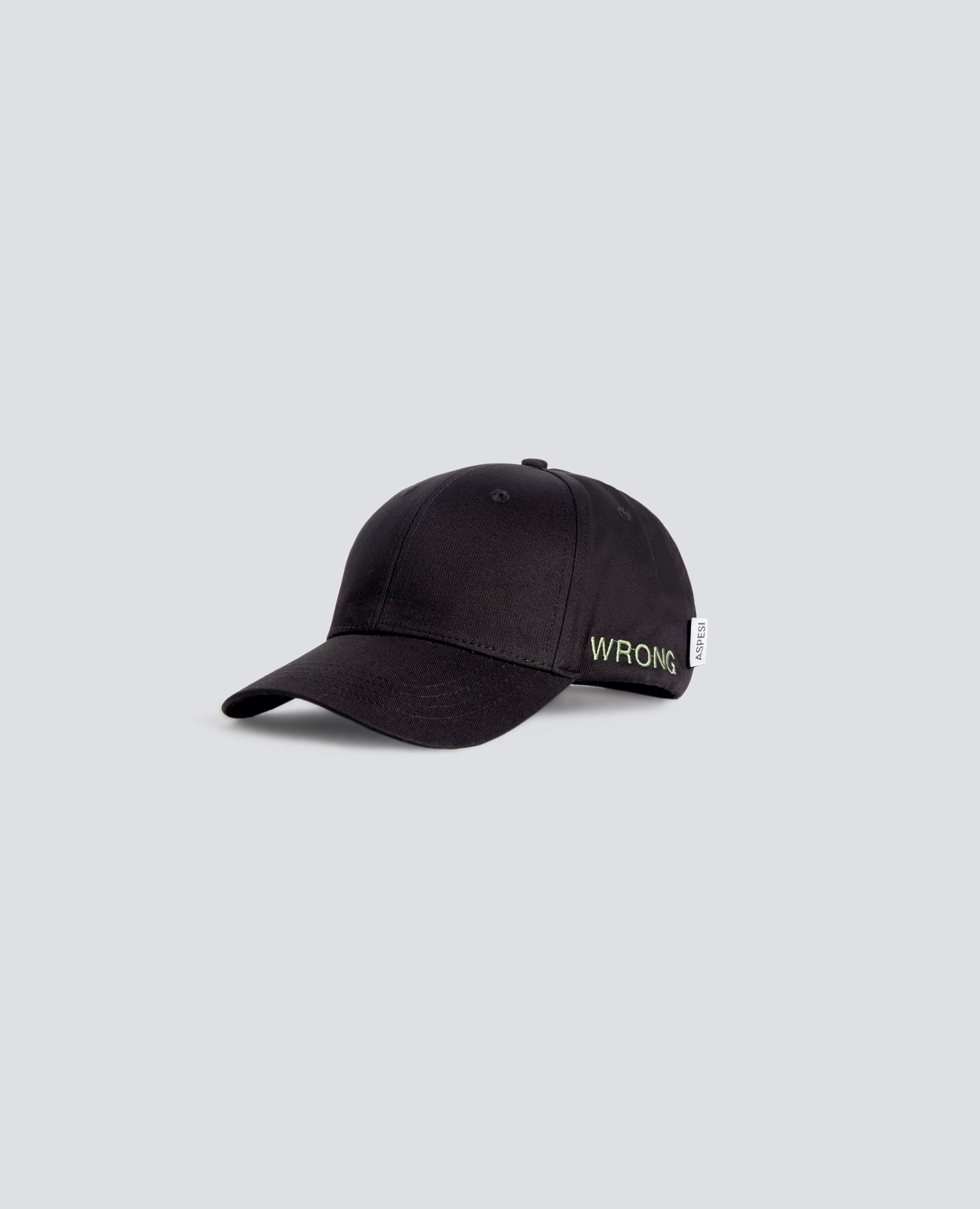 CAPPELLO IN GABARDINE DI COTONE CON LETTERING -WRONG- - NERO - ASPESI