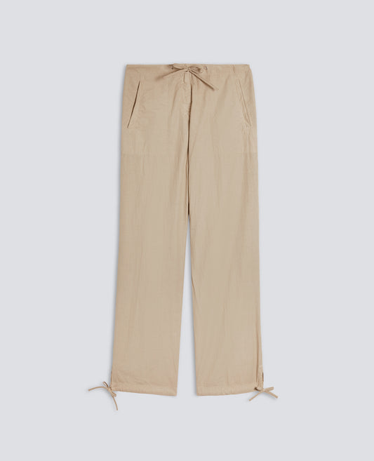PANTALONE IN POPELINE DI COTONE CON COULISSE - BEIGE - ASPESI