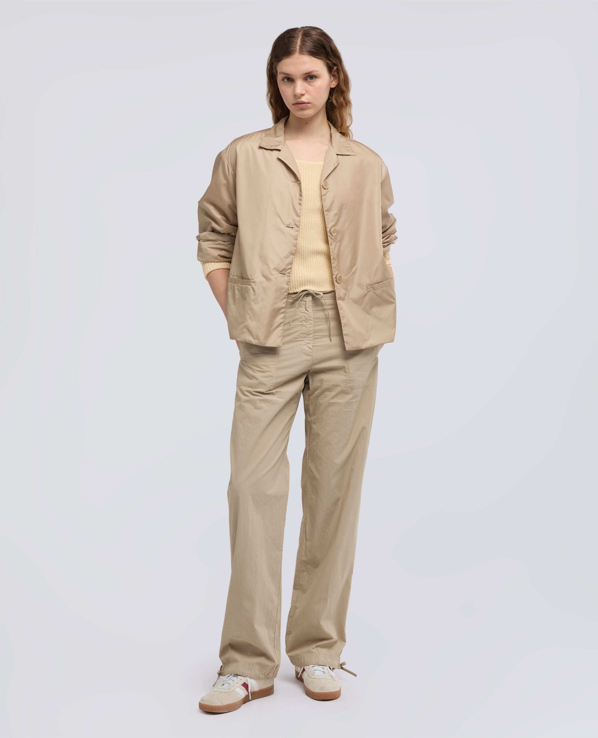 PANTALONE IN POPELINE DI COTONE CON COULISSE - BEIGE - ASPESI