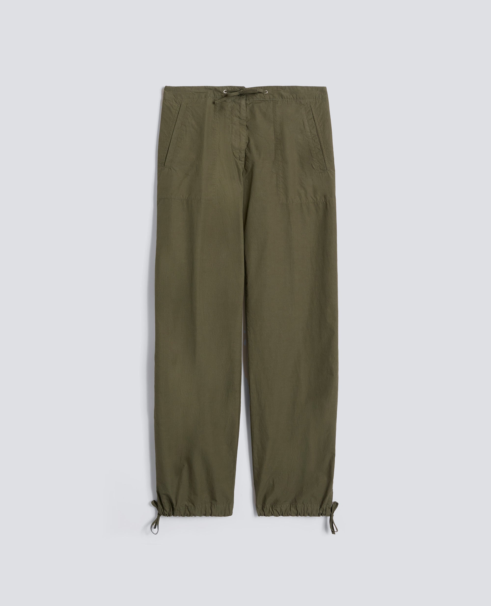 PANTALONE IN POPELINE DI COTONE CON COULISSE - VERDE - ASPESI