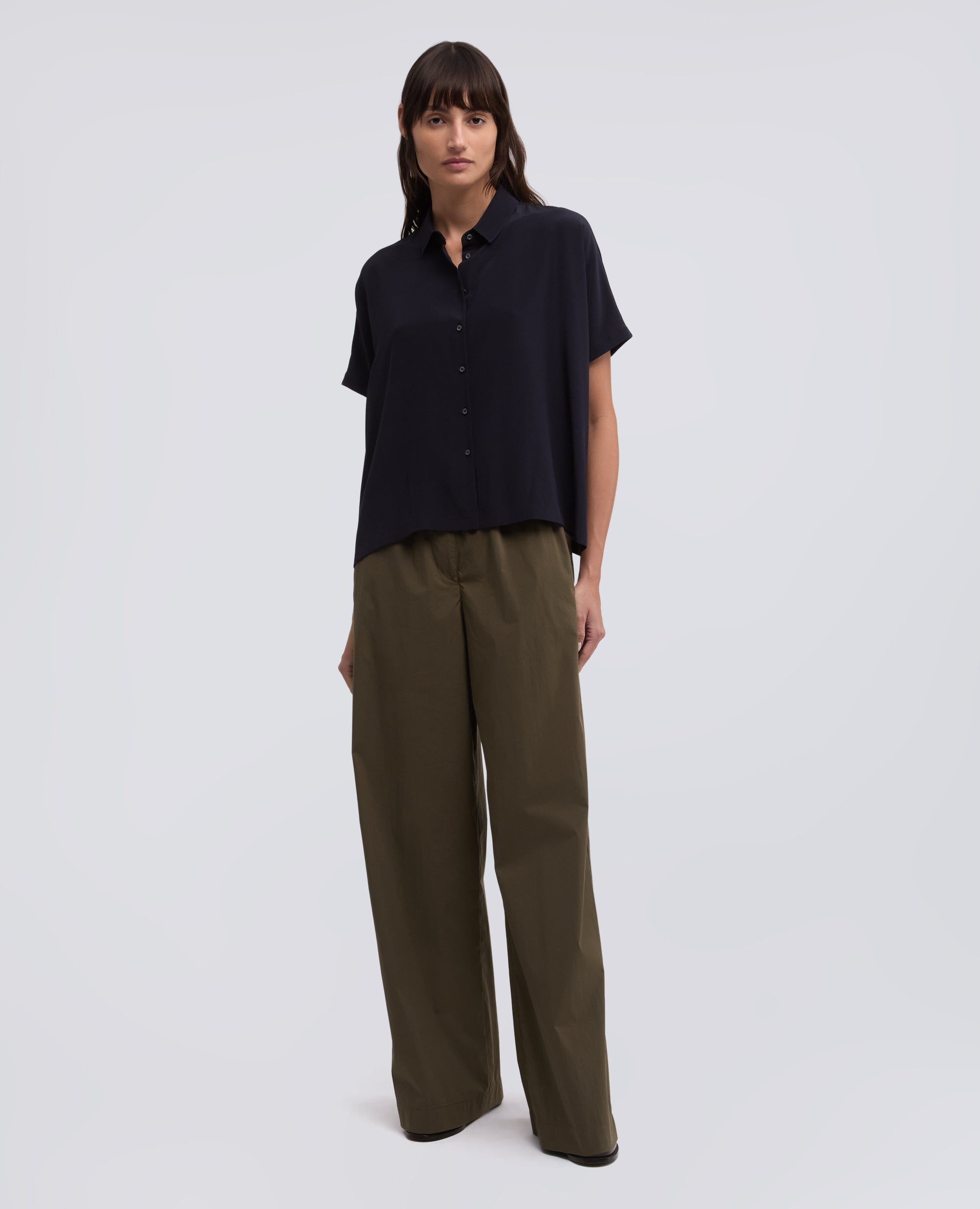 PANTALONE IN POPELINE DI COTONE E NYLON STRETCH - VERDE - ASPESI