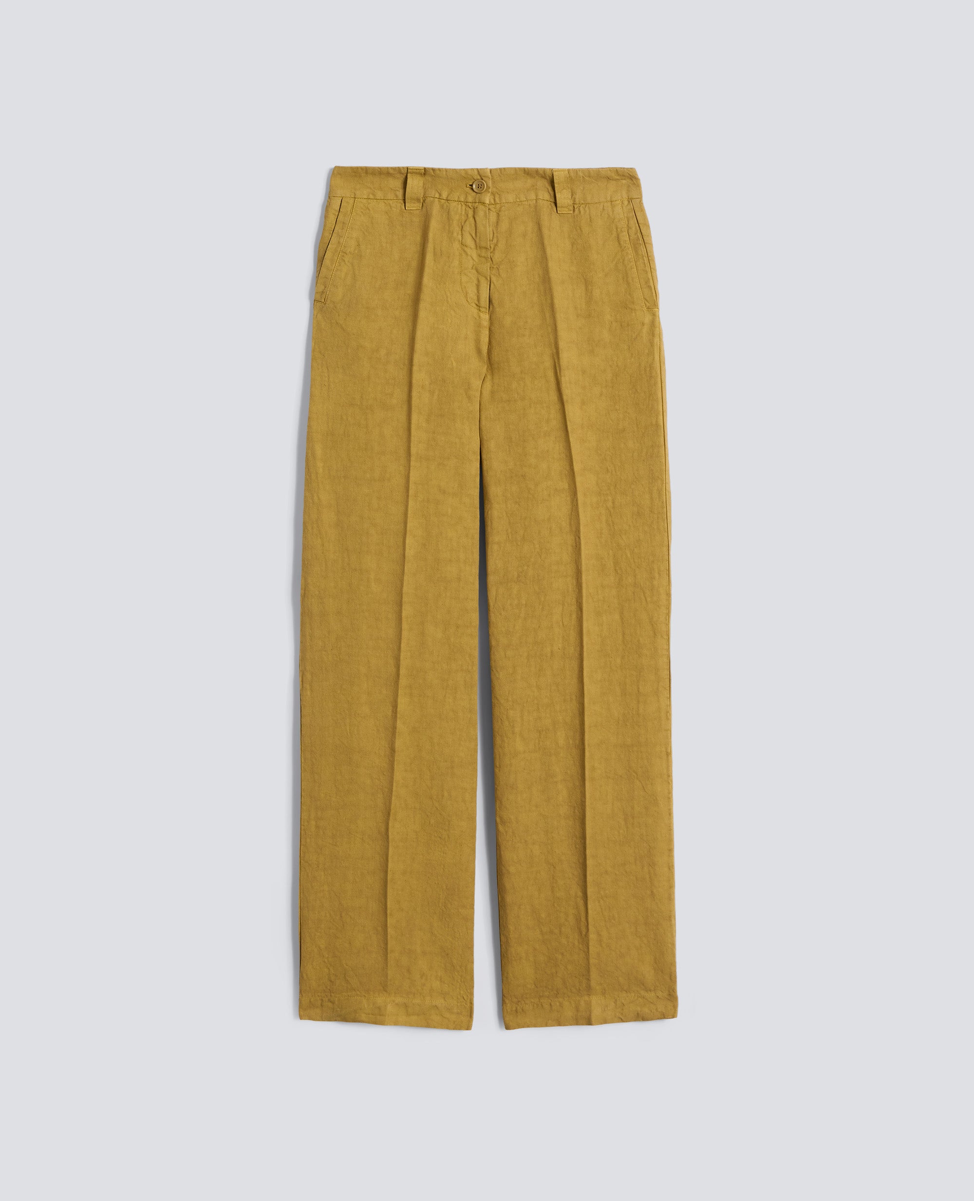 PANTALON COMPACT EN LIN SLUB TEINT ALA TEINTE - GIALLO - ASPESI