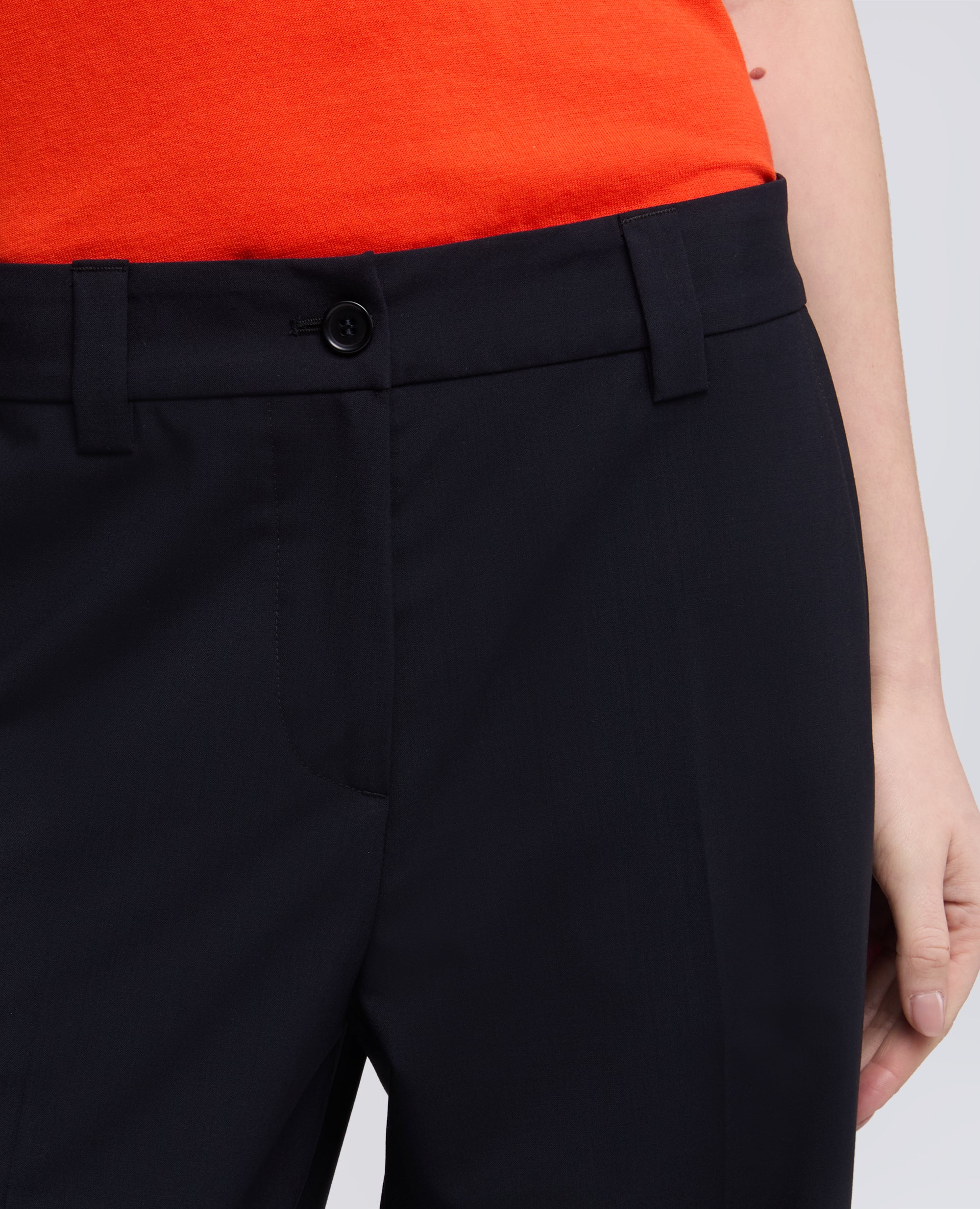 TROUSERS IN TECHNICAL CANVAS IN WOOL AND POLYESTER MICROFIBER - BLU - ASPESI