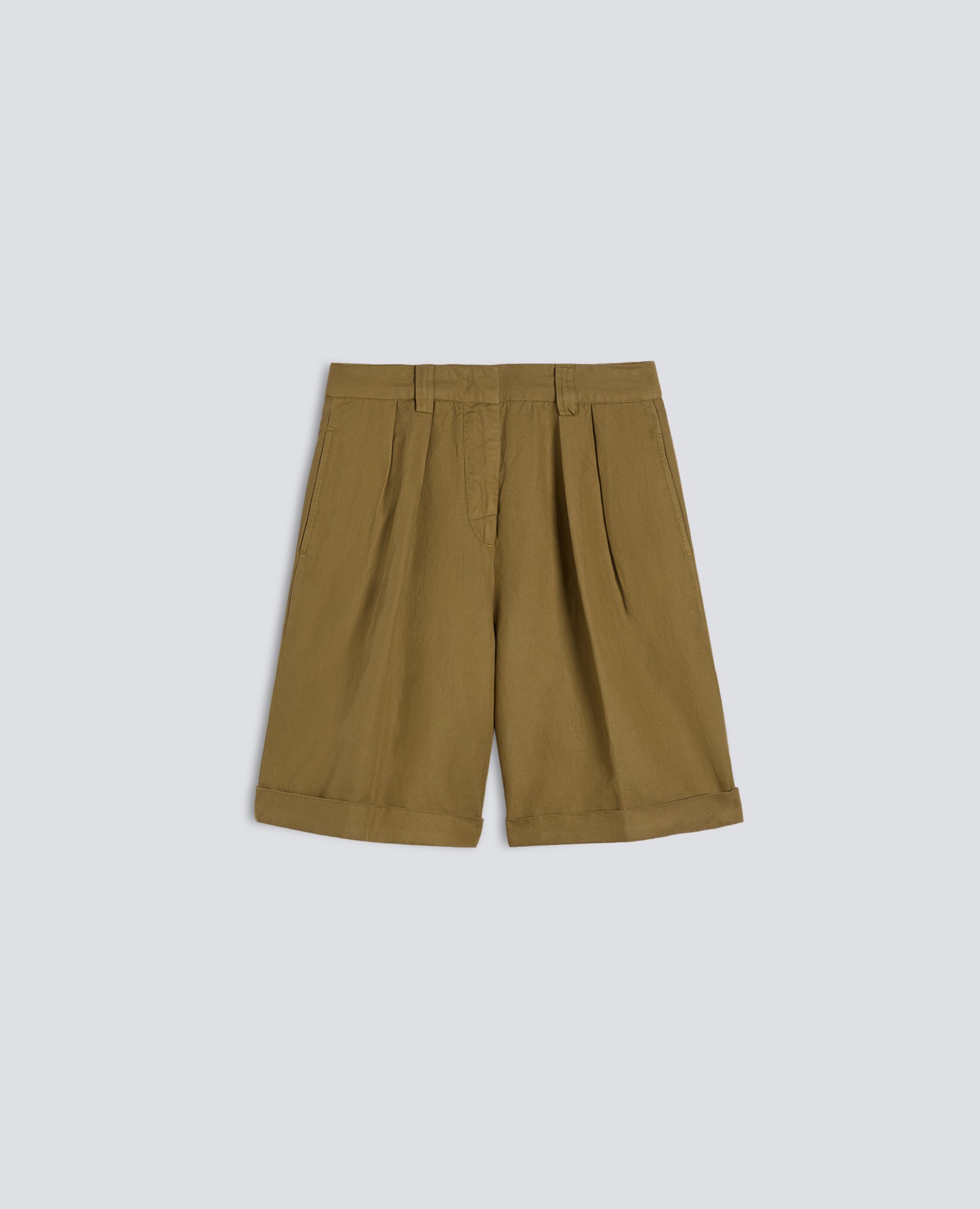 BERMUDA IN GABARDINE IN COTONE E LINO FIAMMATO TINTO CAPO - BEIGE - ASPESI