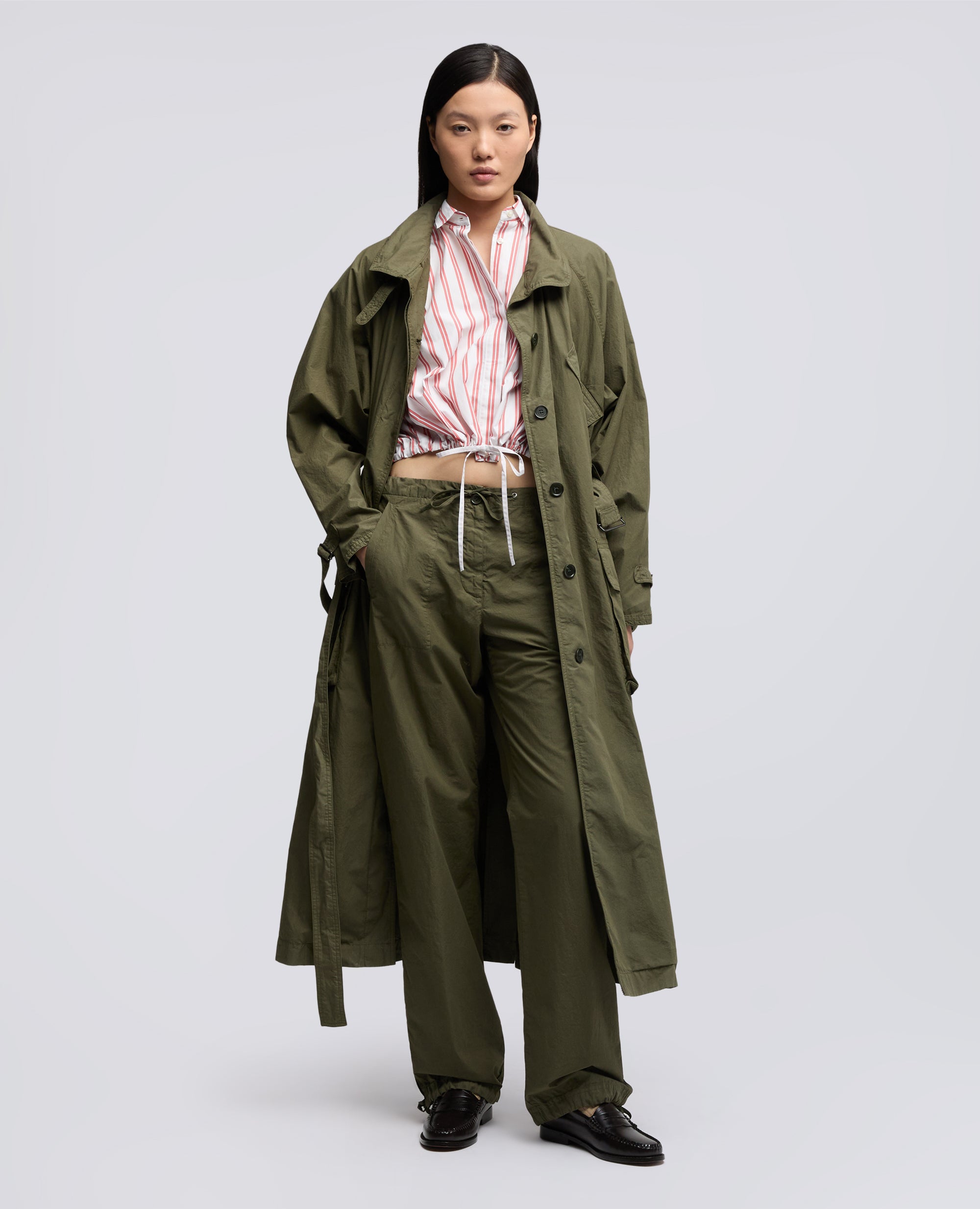 TEXTILGEFARBTER BAUMWOLL-POPLIN-UBERMANTEL - VERDE - ASPESI