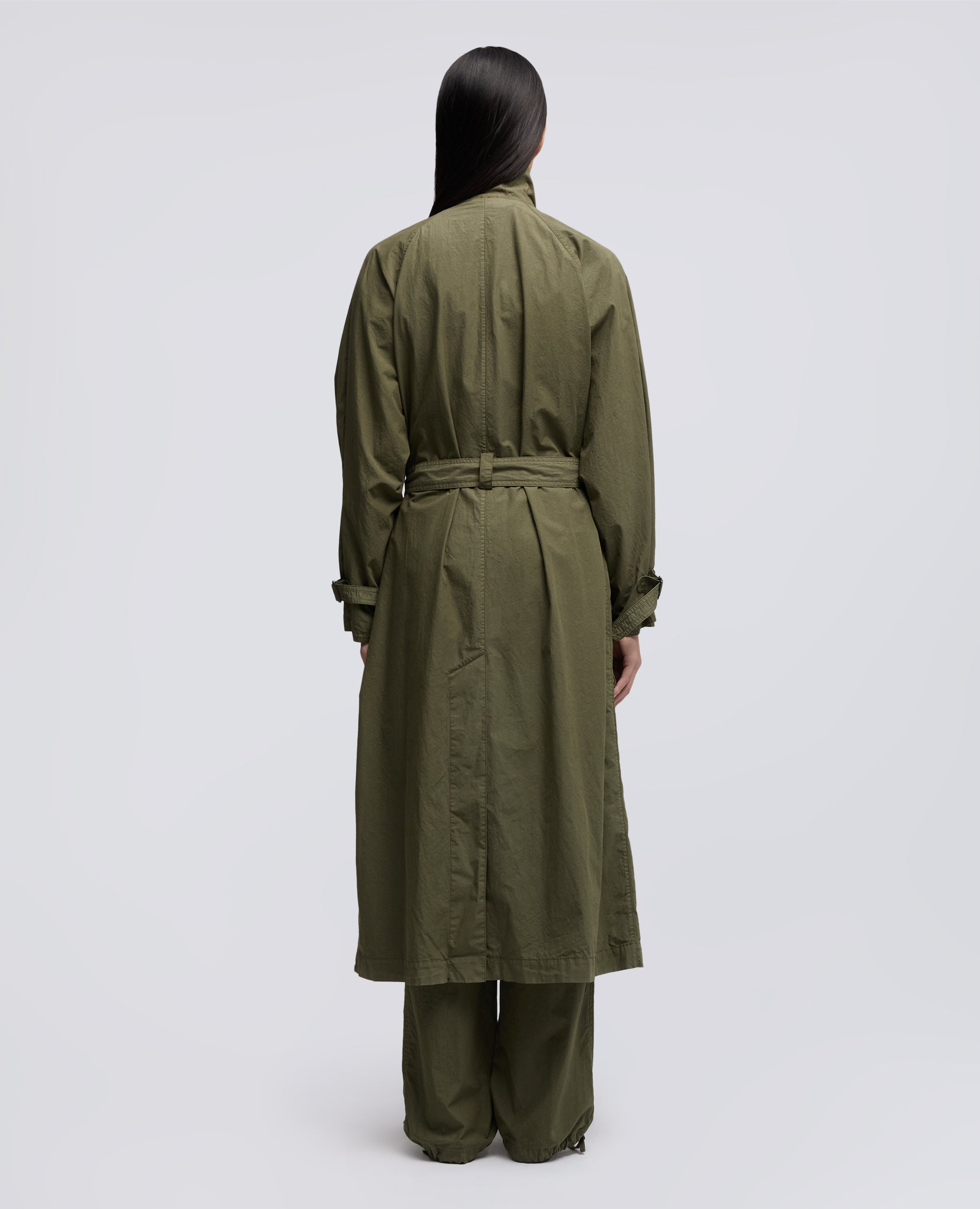 TEXTILGEFARBTER BAUMWOLL-POPLIN-UBERMANTEL - VERDE - ASPESI