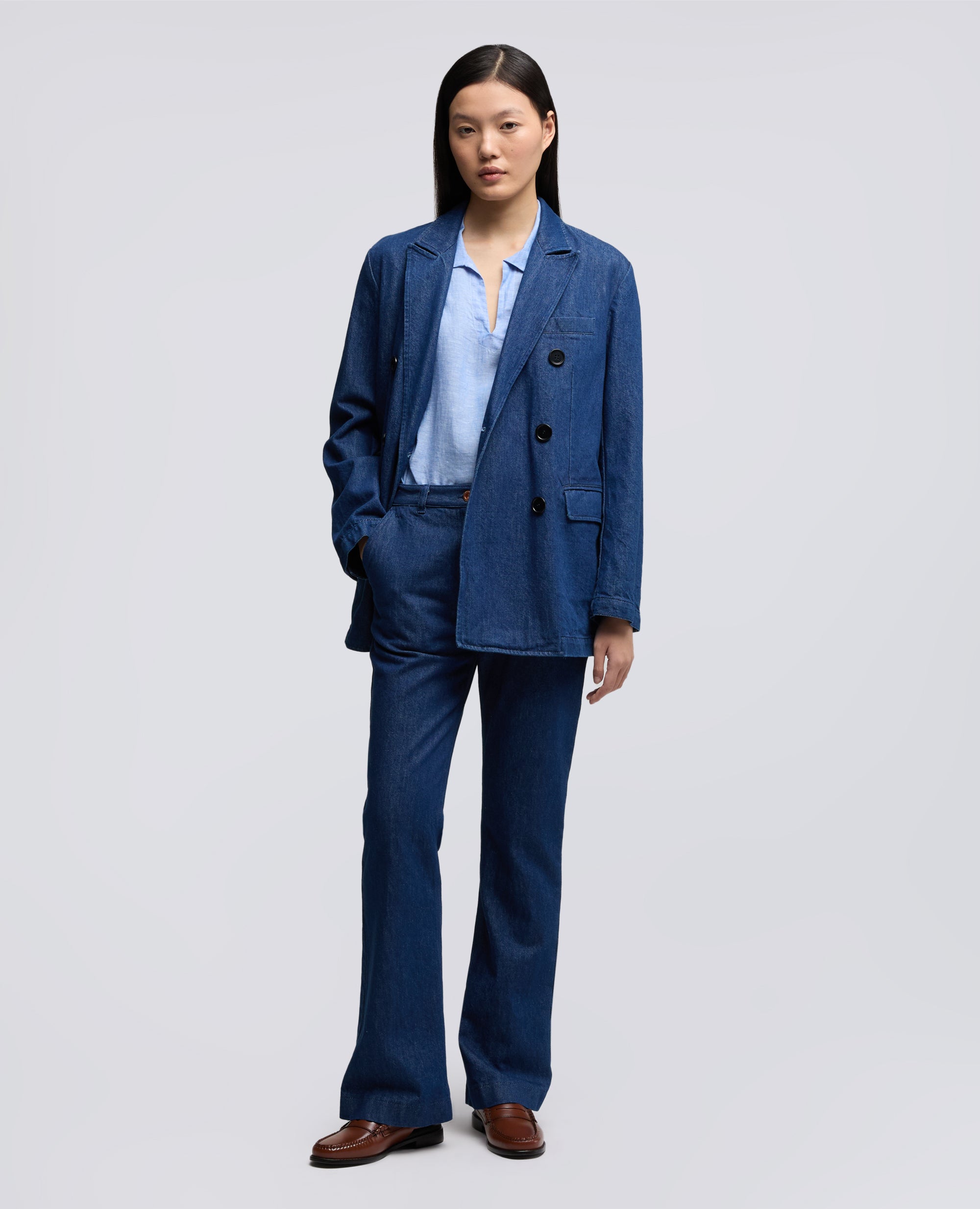 BLAZER IN DENIM TWILL DI COTONE E LYOCELL - BLU - ASPESI