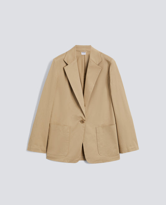 CHAQUETA DESMONTADA DE UN SOLO BOTONADURA EN SARGA DE ALGODON - BEIGE - ASPESI