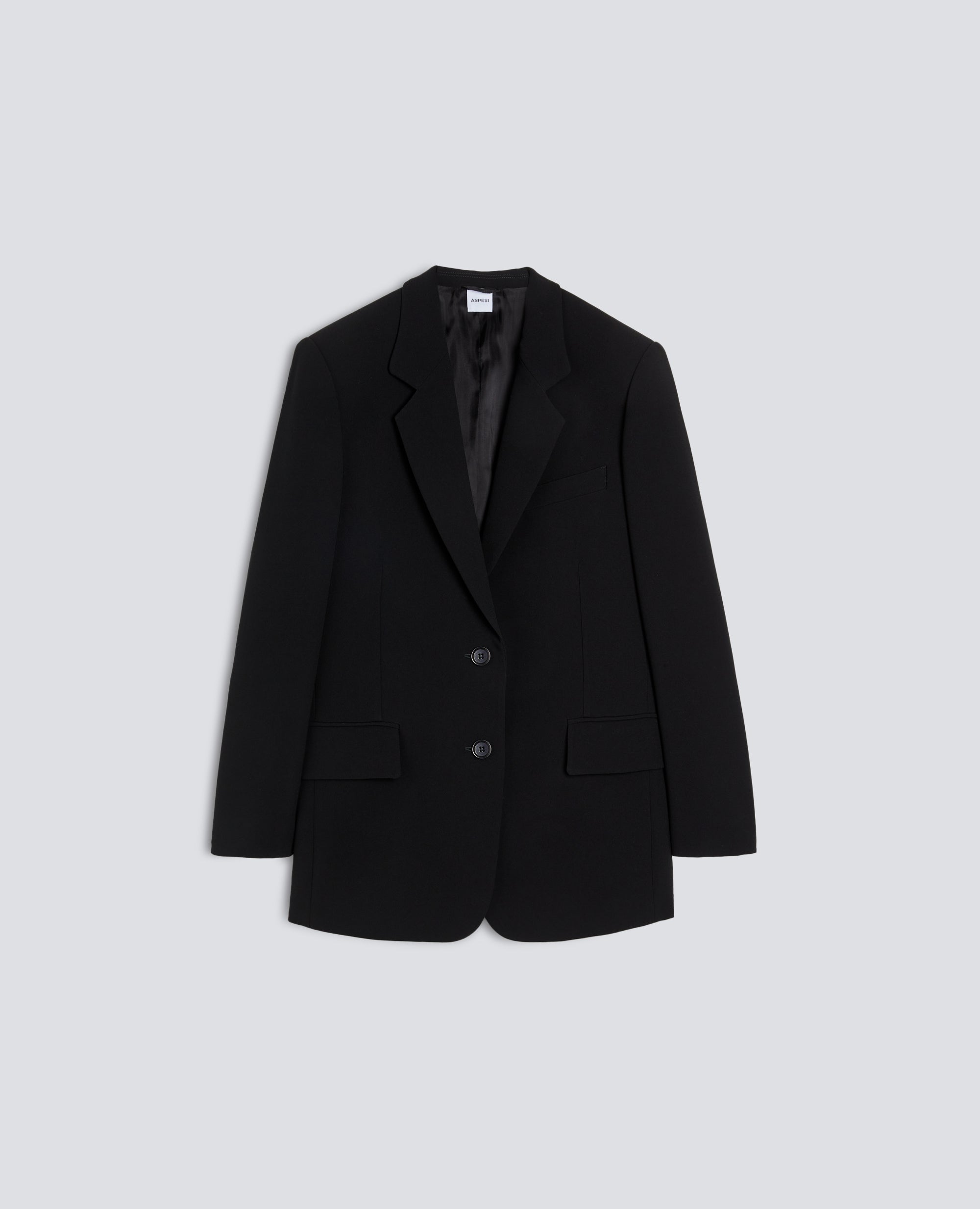 EINREIHIGE JACKE AUS POLYESTER-TRIACETAT CREPE CADY - NERO - ASPESI