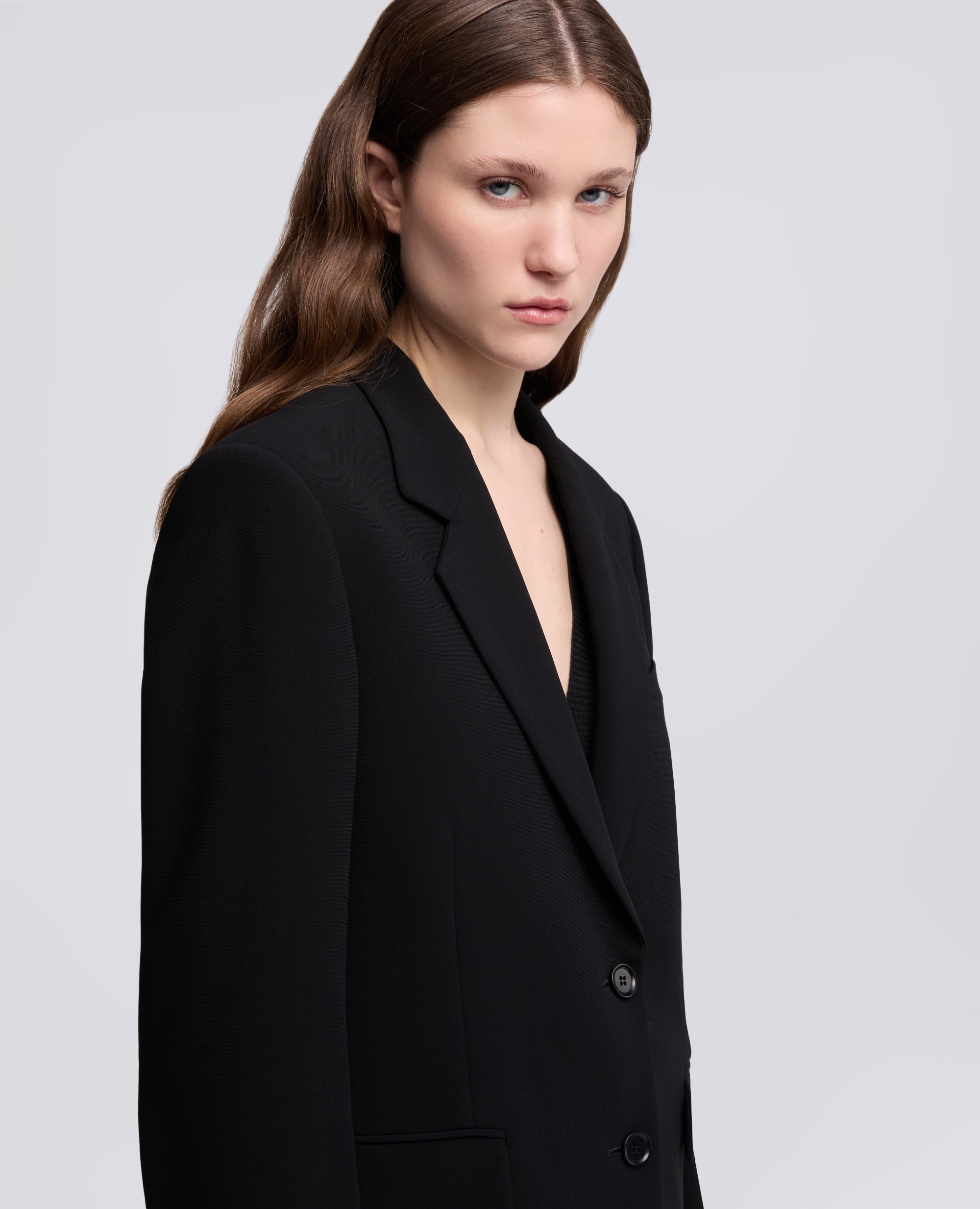 EINREIHIGE JACKE AUS POLYESTER-TRIACETAT CREPE CADY - NERO - ASPESI