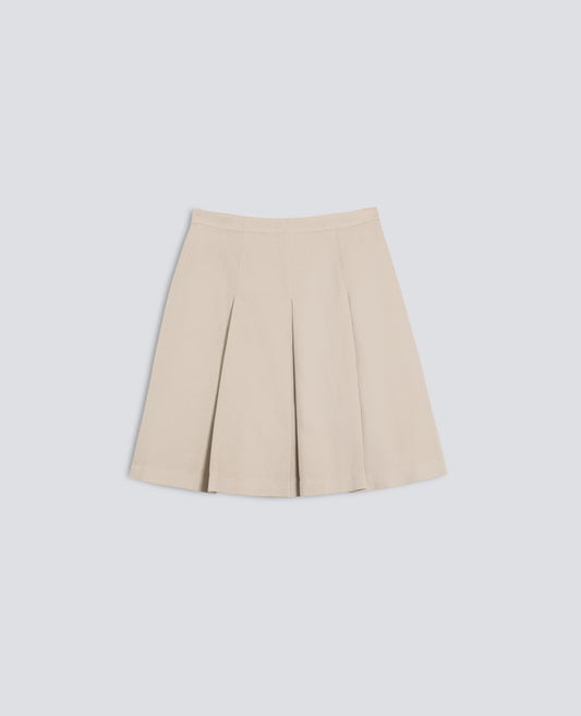 GARMENT-DYED COTTON AND LINEN GABARDINE SKIRT - BEIGE - ASPESI