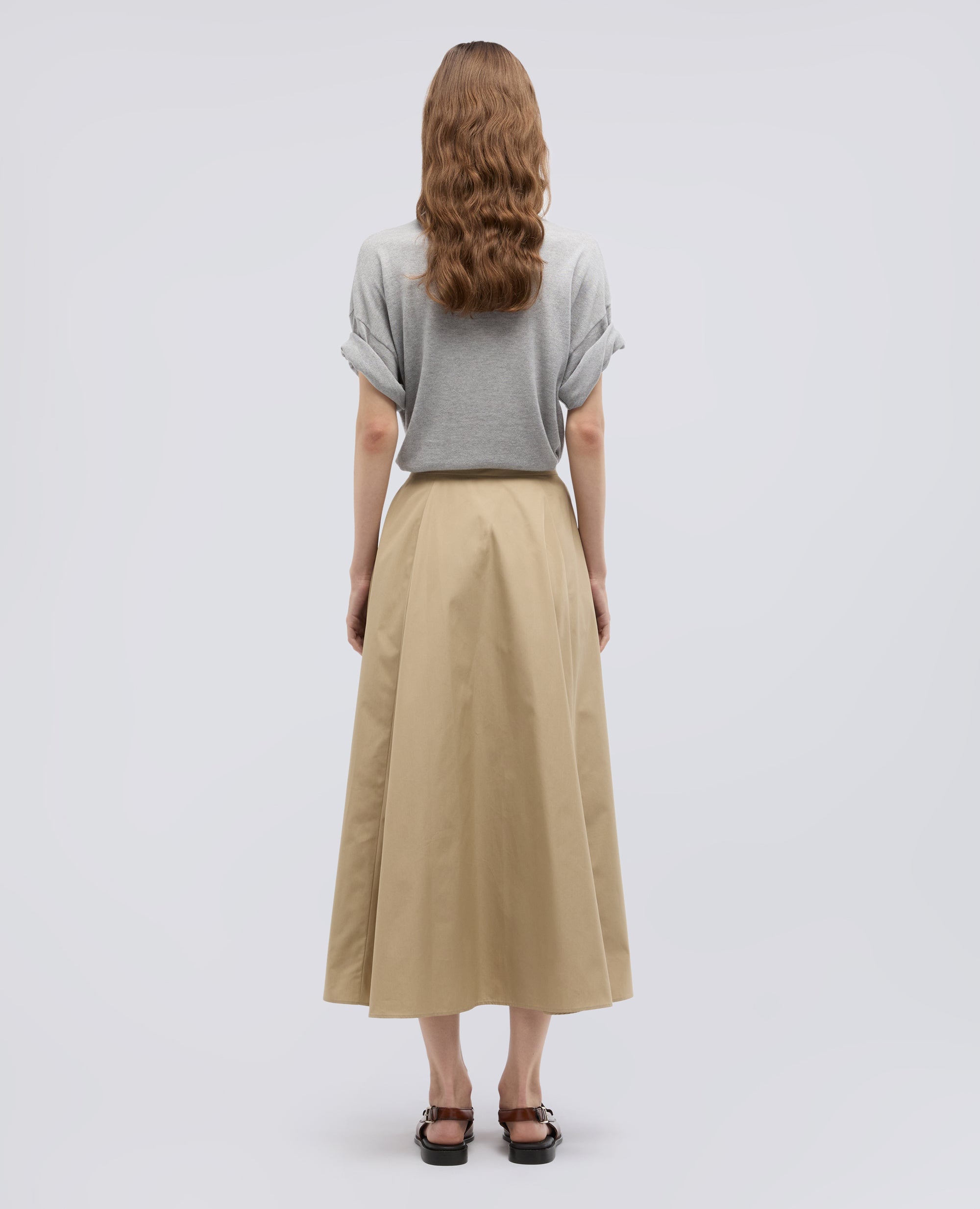 GONNA IN POPELINE COTONE - BEIGE - ASPESI