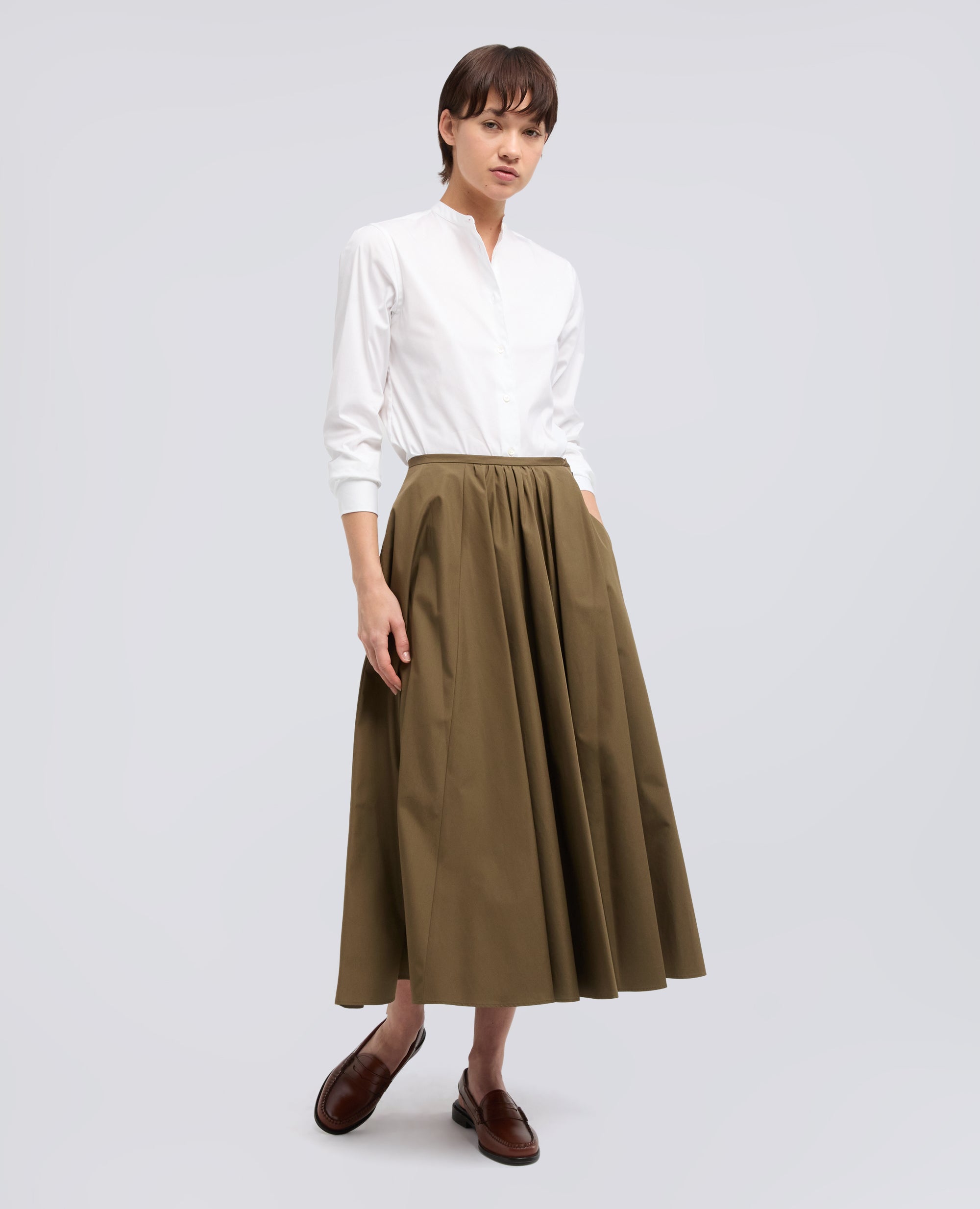BAUMWOLL-POPLIN-ROCK - VERDE - ASPESI