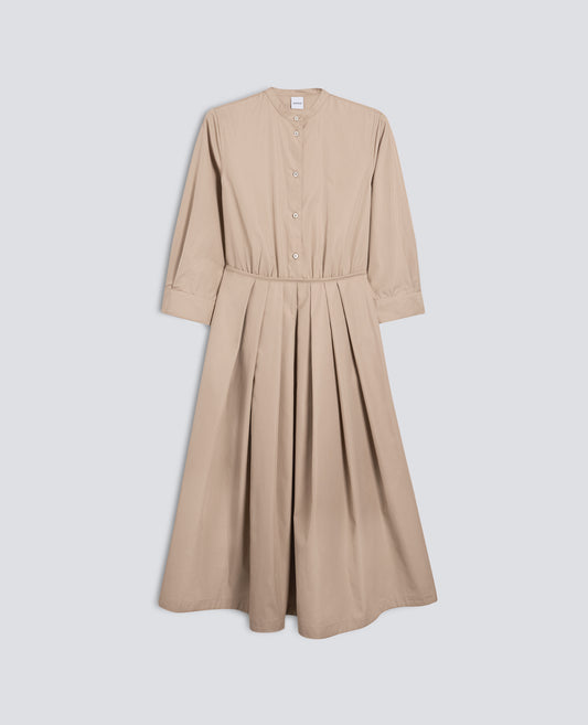 VESTIDO DE POPELINA DE ALGODON - BEIGE - ASPESI