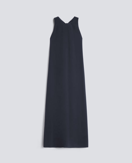 SILK CREPE DE CHINE LONG DRESS - BLU - ASPESI
