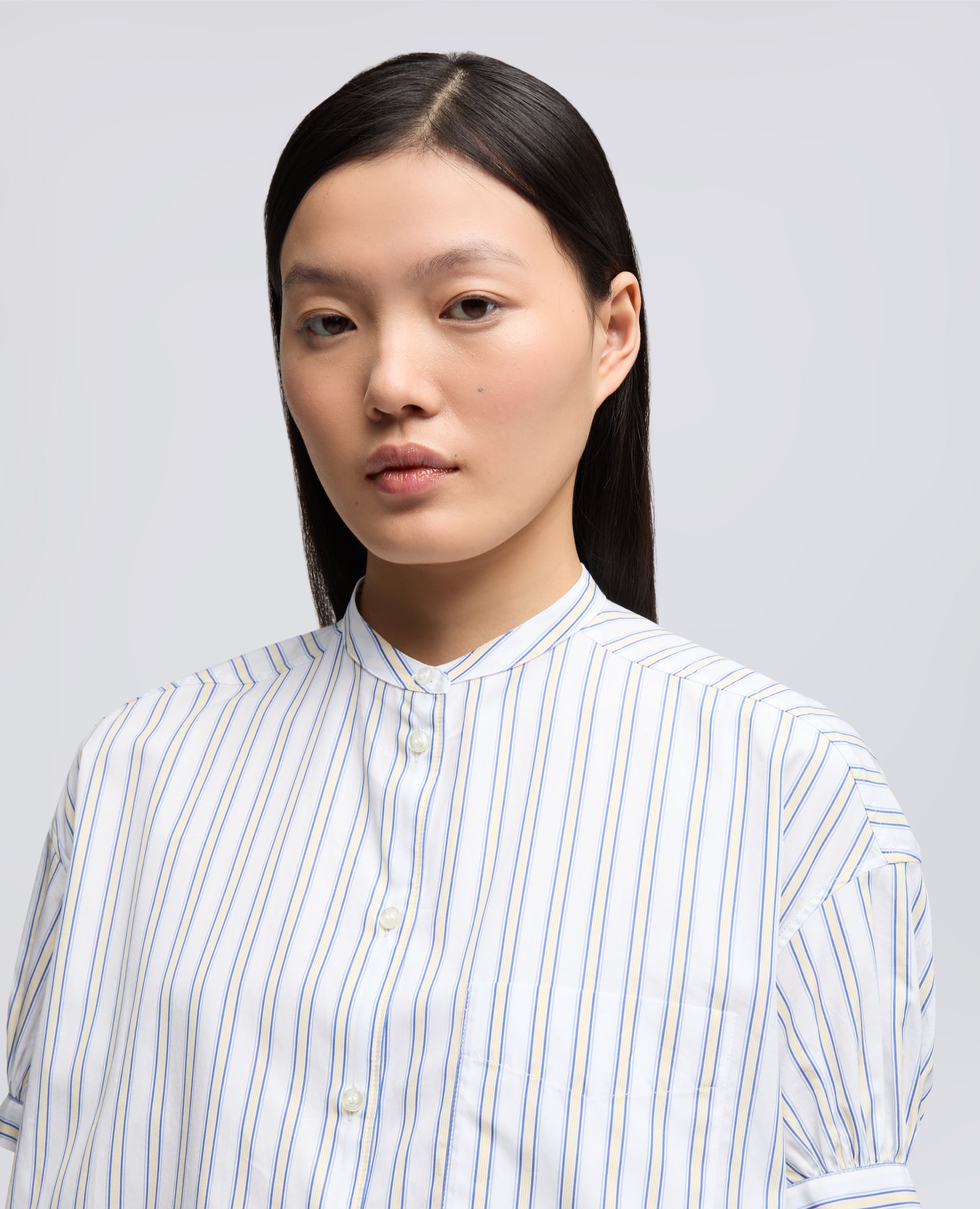 COTTON POPLIN SHIRT WITH MANDARIN COLLAR - MULTICOLOR - ASPESI